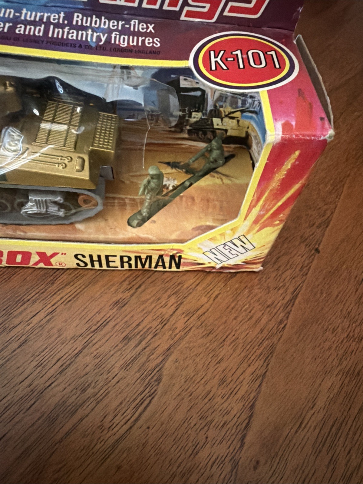 Matchbox Battle Kings Sherman Tank K-101 1974 Vintage with Soldier’s/Orig Box