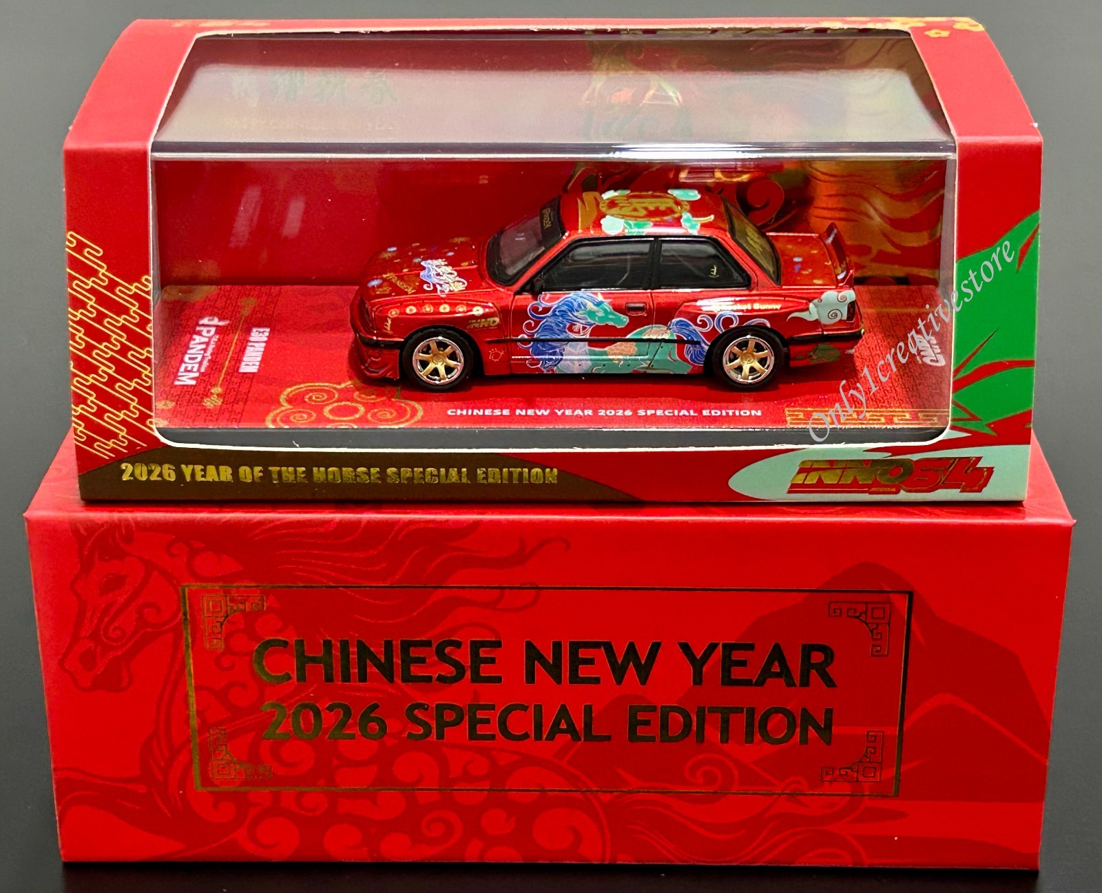 INNO64 BMW E30 Pandem Rocket Bunny 2026 Year of The Horse Special Edition 1:64