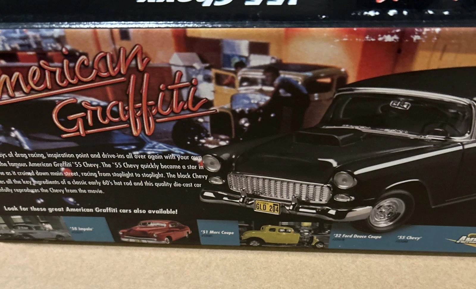 American Graffiti – 1955 Chevy black 1:18 scale ERTL diecast NEW In Box 2001