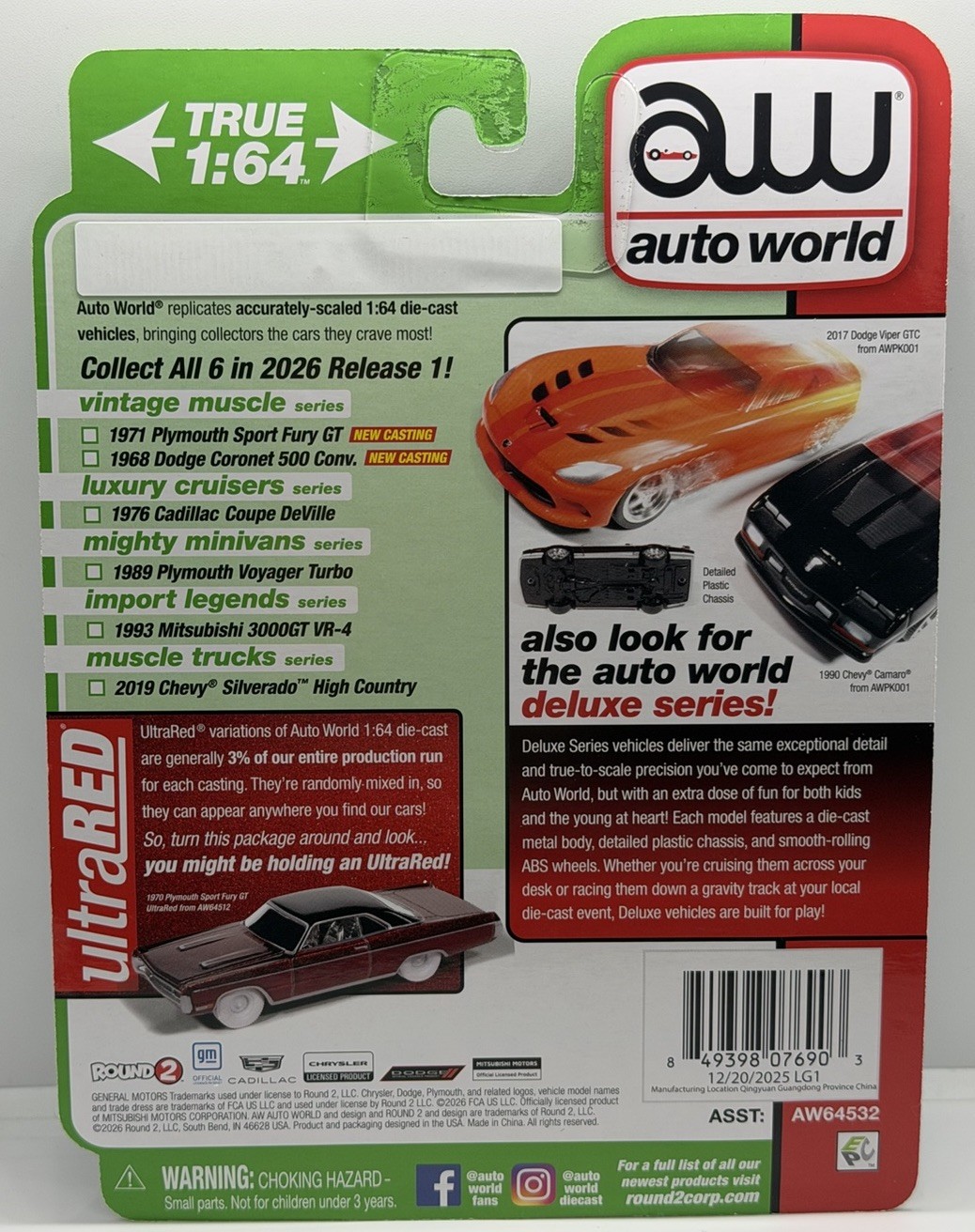 Auto World 1976 Cadillac Coupe DeVille ULTRA RED CHASE 1:64