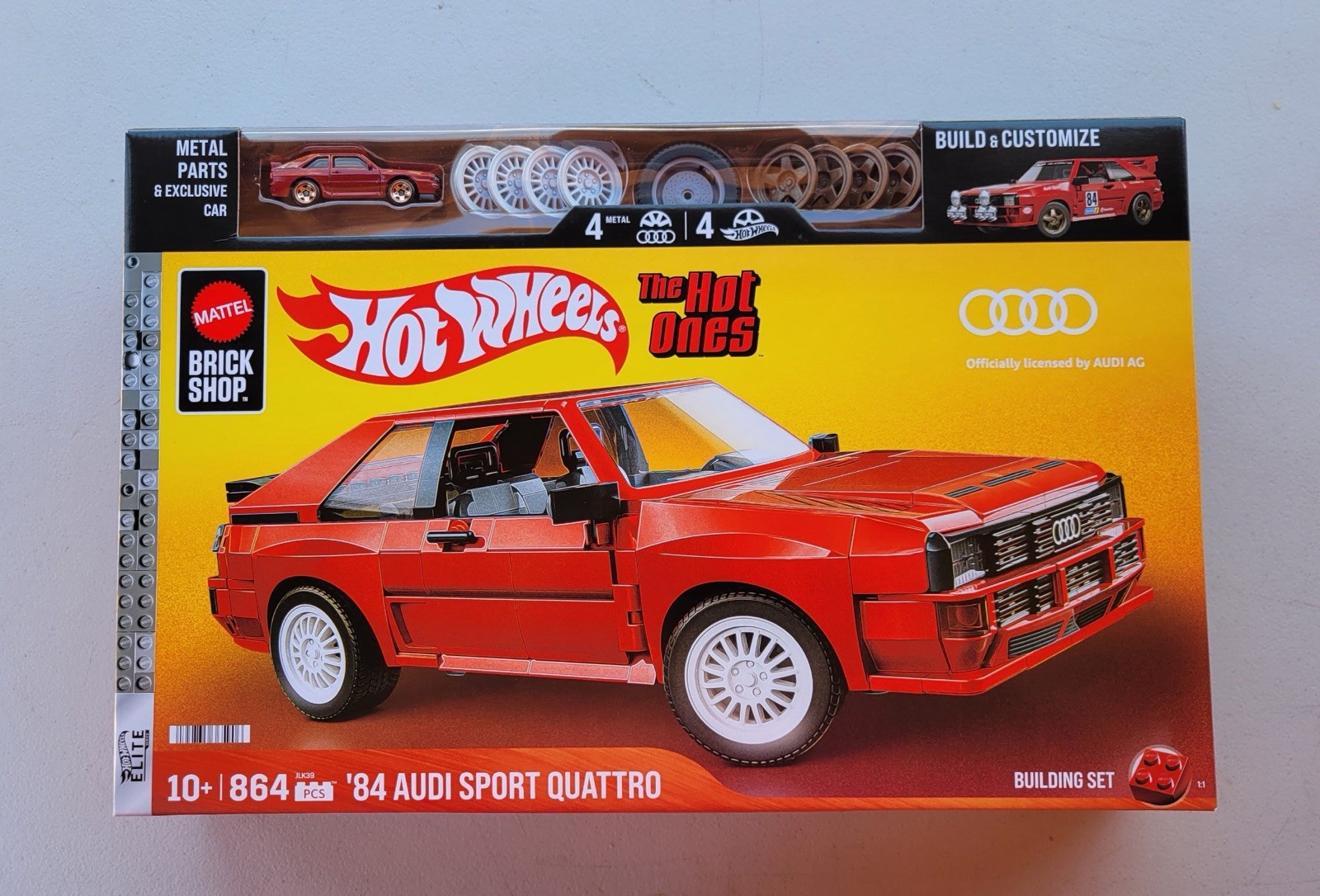 Mattel Brick Shop Hot Wheels ’84 Audi Sport Quattro 864pc Set 10+ Metal Parts