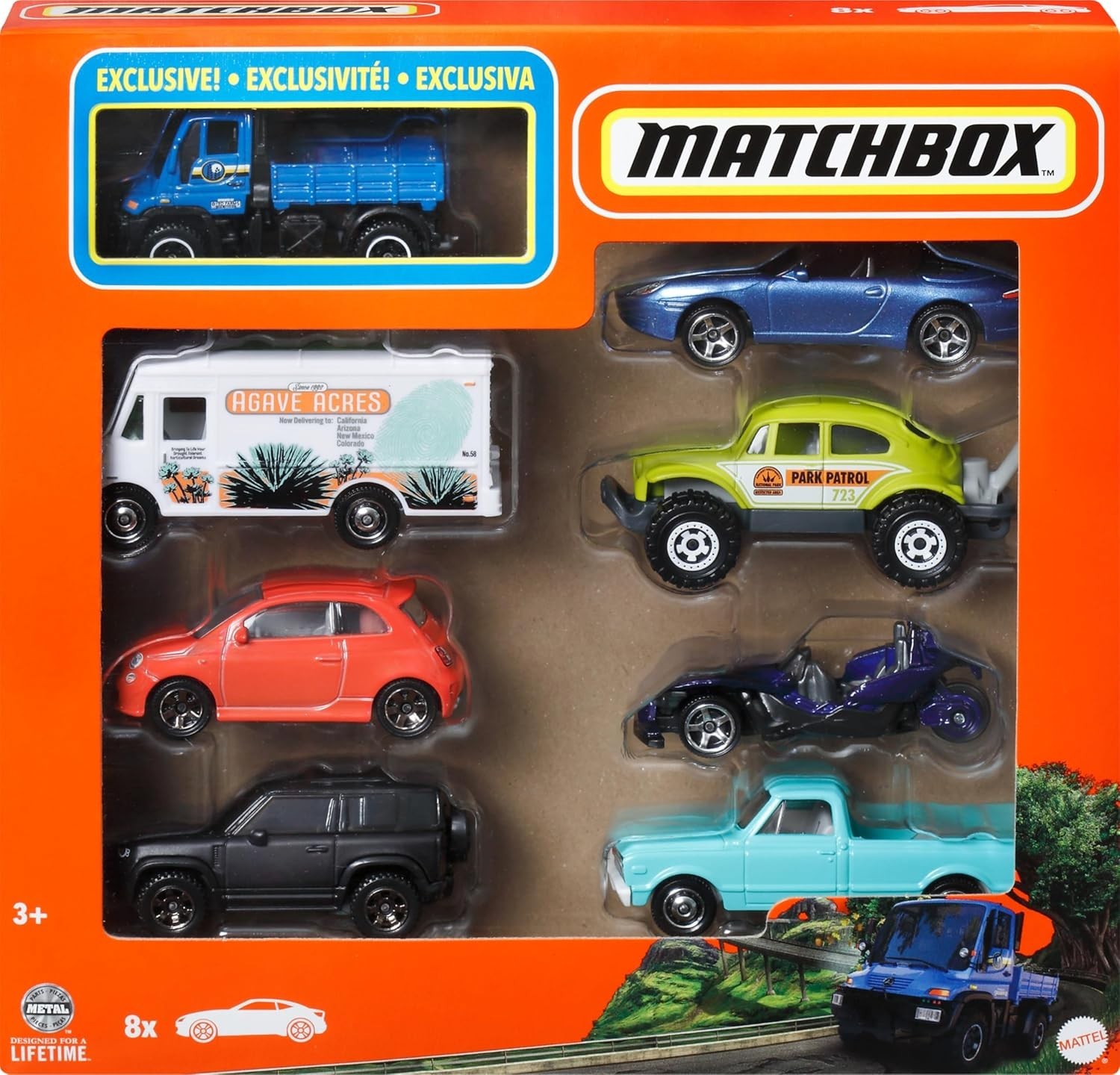 Matchbox 8-Pack Die-Cast Vehicles 1:64 Scale 8 Themed Cars 1 Exclusive Style