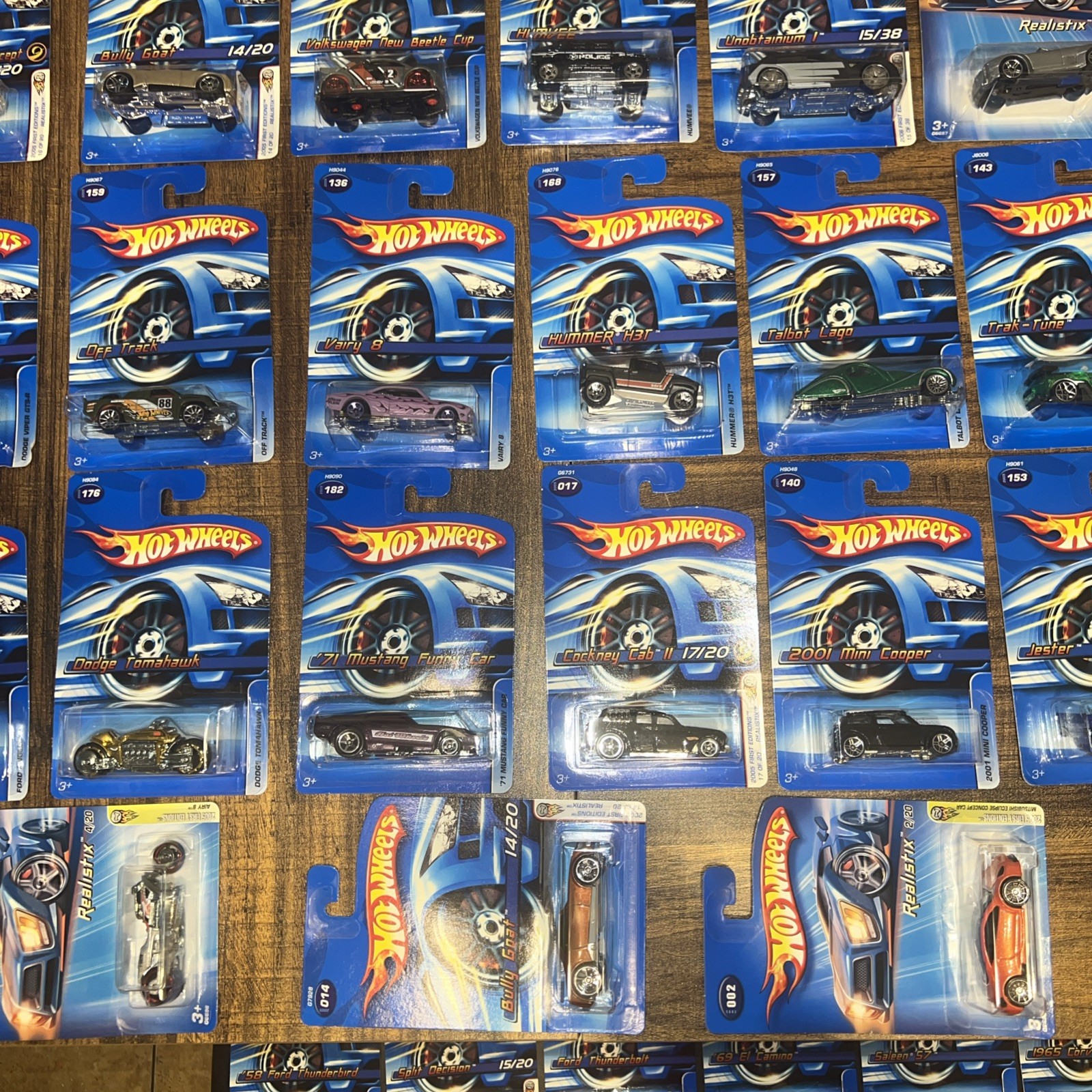 Lot of 71 Hot Wheels 2005 2006 Sealed Blue Cards First Editions Realistix