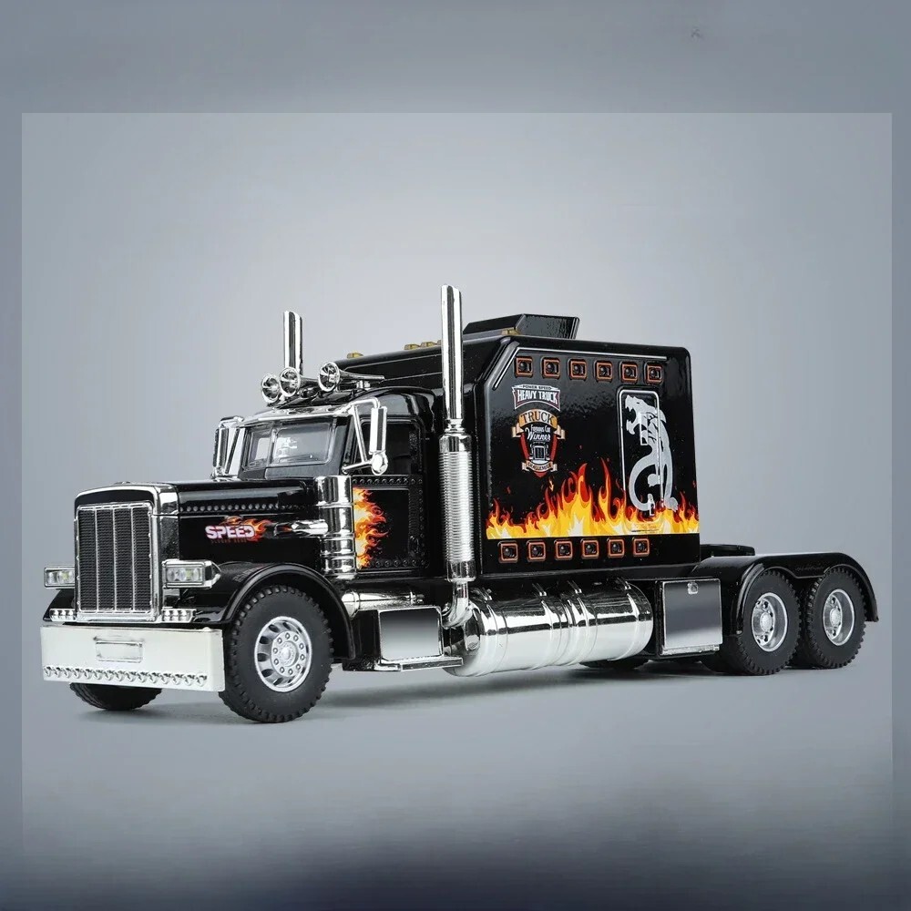1:24 Diecast Vehicle for Peterbilt Heavy Truck 389 Model Truck Toy Sound Light