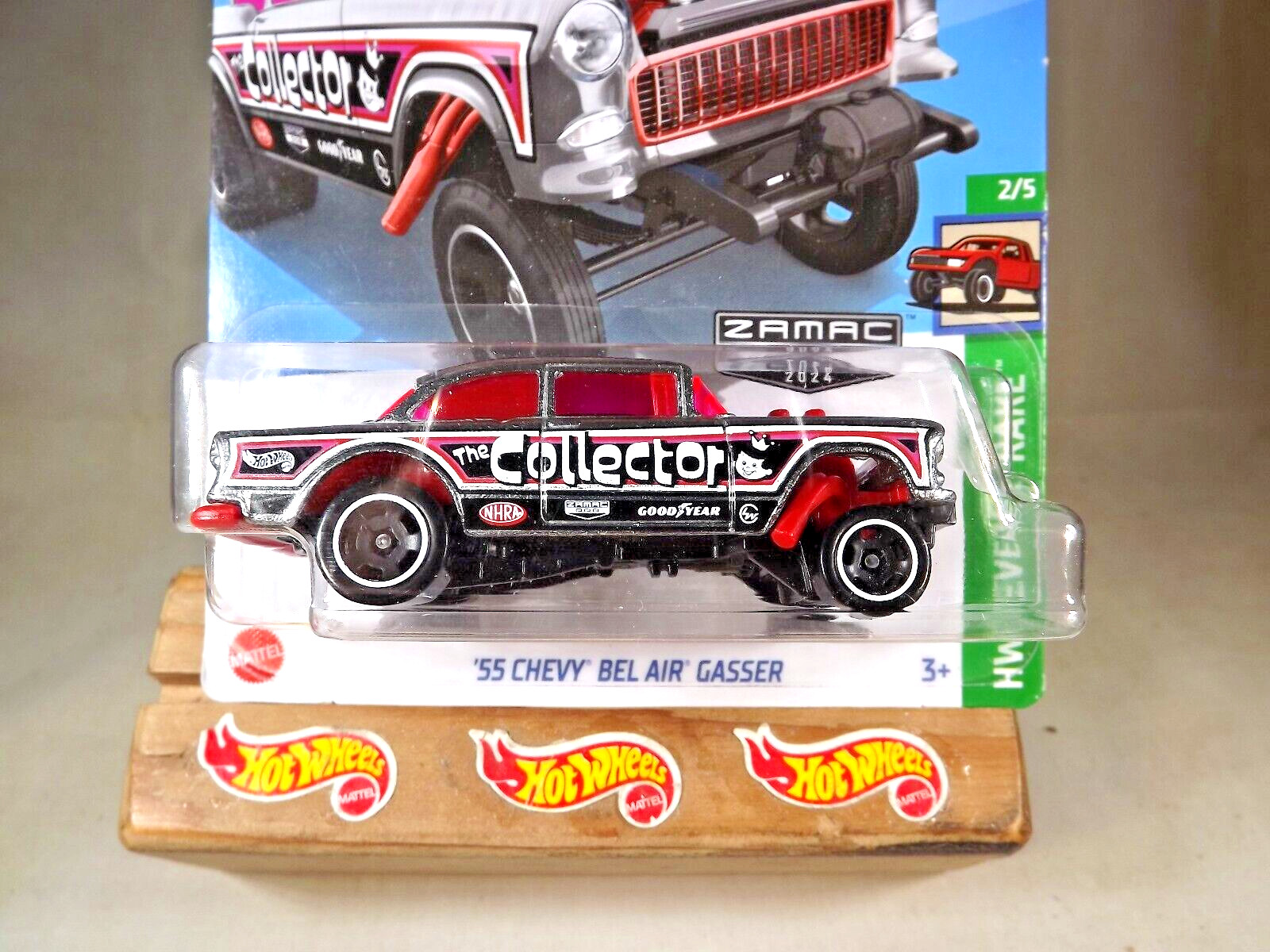2024 Hot Wheels Walmart #8 Zamac #63 HW Reverse Rake 2/5 55 CHEVY BEL AIR GASSER