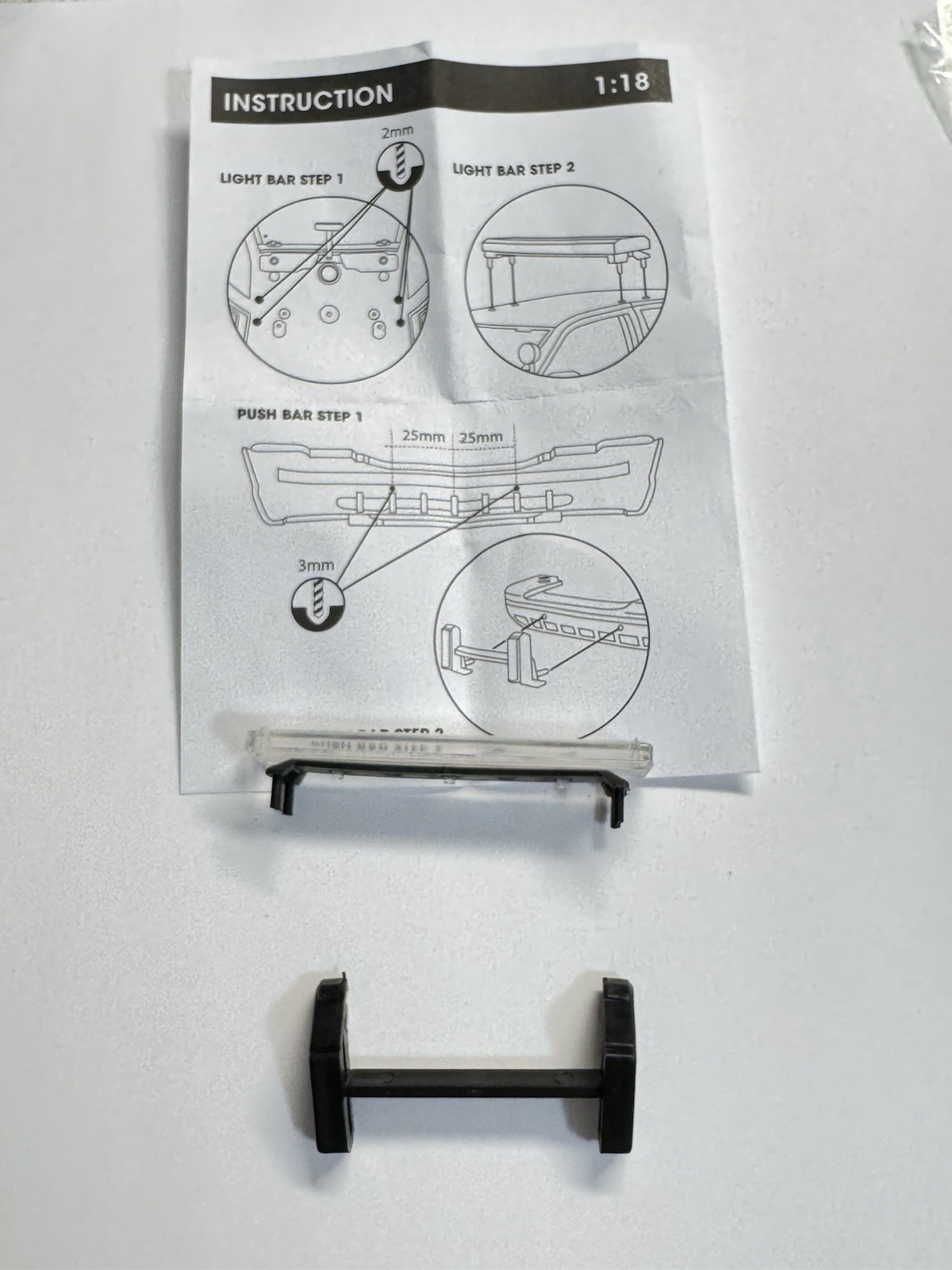 1/18 Scale Lightbar & Push Bar For 1/18 Scale Police Vehicles Customizable