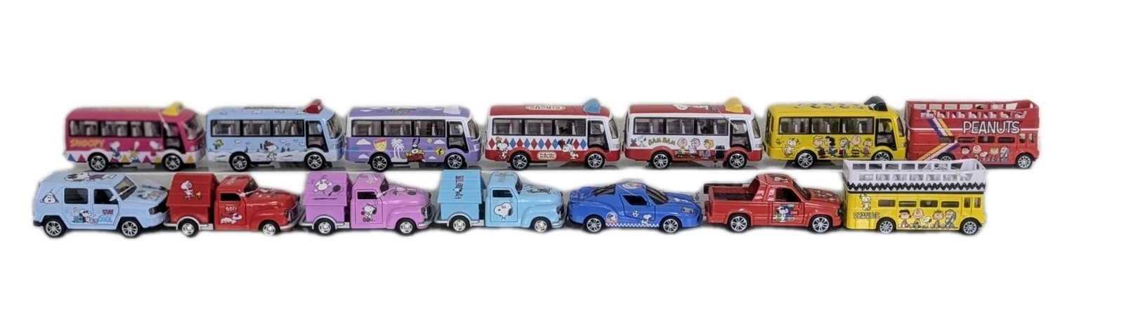 Ultimate Peanuts & Snoopy 14 Vehicle Set – Buses, Cars & Pickup Truck & SUV!
