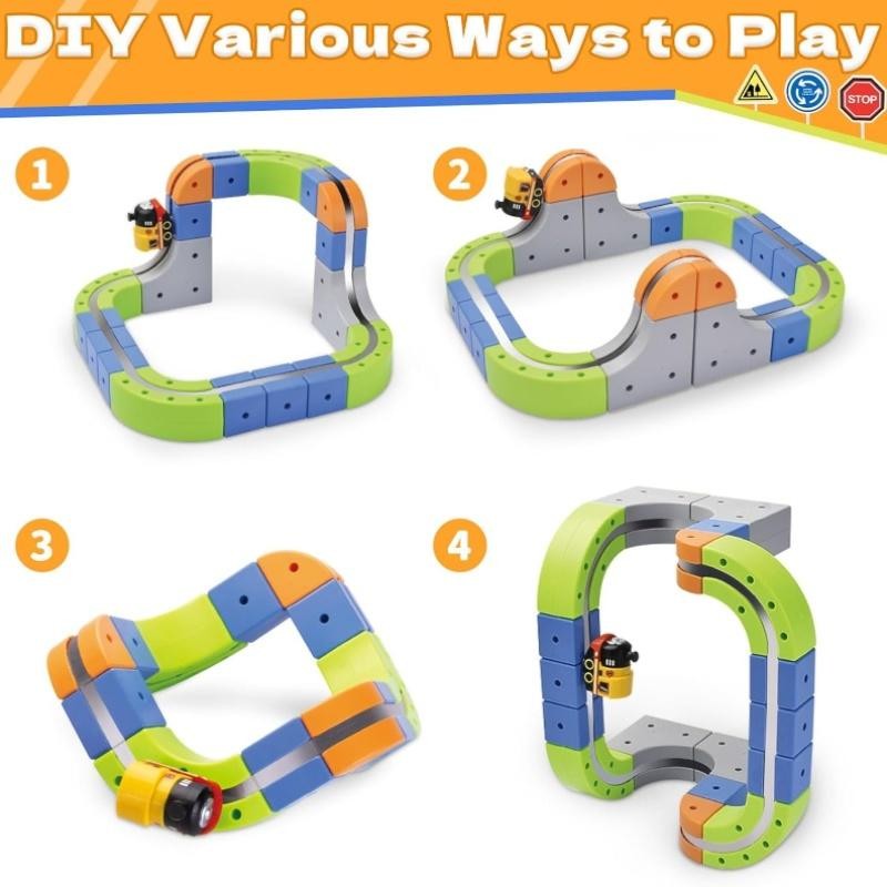 101Pcs DIY Buildable Train Track Set Rechargeable Electric Train Building Blocks