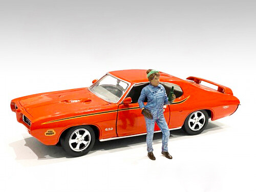RETRO FEMALE MECHANIC IV FIGURINE FOR 1/24 SCALE MODELS AMERICAN DIORAMA 38347
