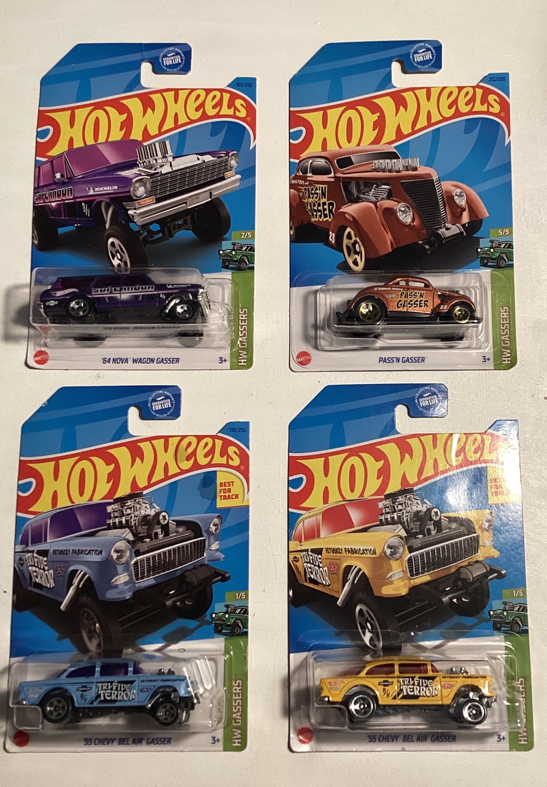 ⛽️HW GASSERS Lot Of 4 ‘55Bel Air, ‘64 Nova Wagon Gasser, Pass’n Gasser