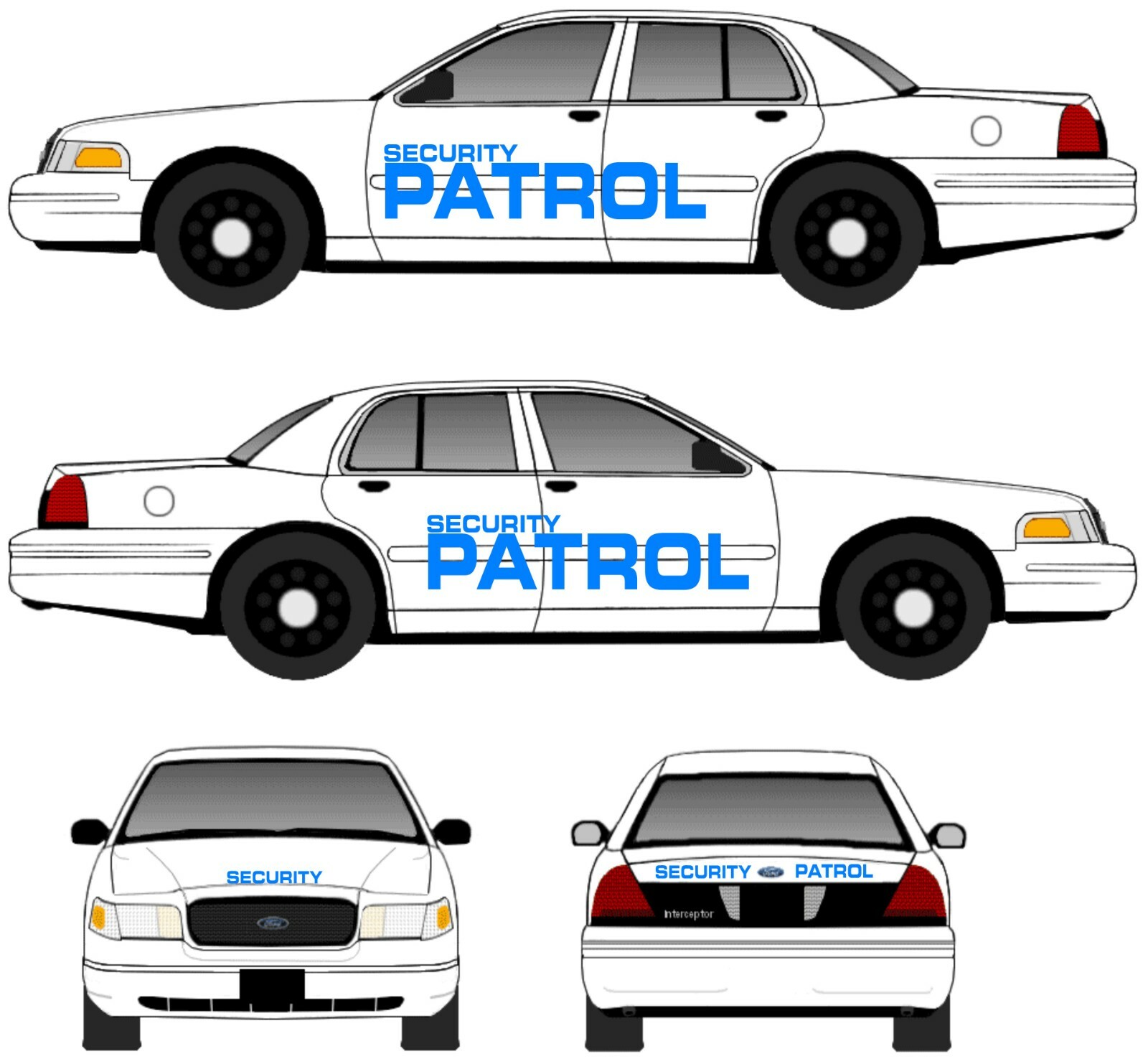 Security company patrol car vinyl decals stickers logos complete set doors trunk