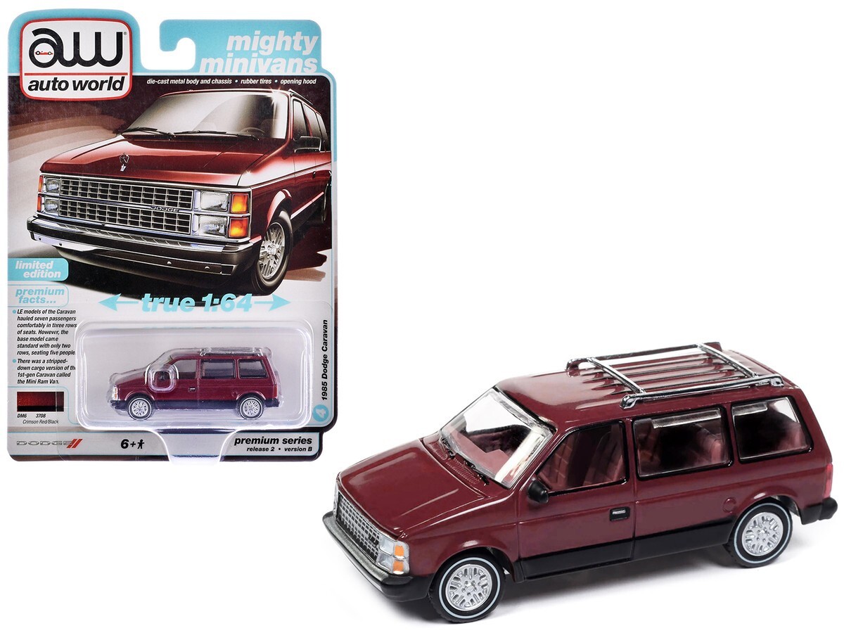 1985 DODGE CARAVAN VAN CRIMSON RED 1/64 DIECAST BY AUTO WORLD 64442-AWSP167 B