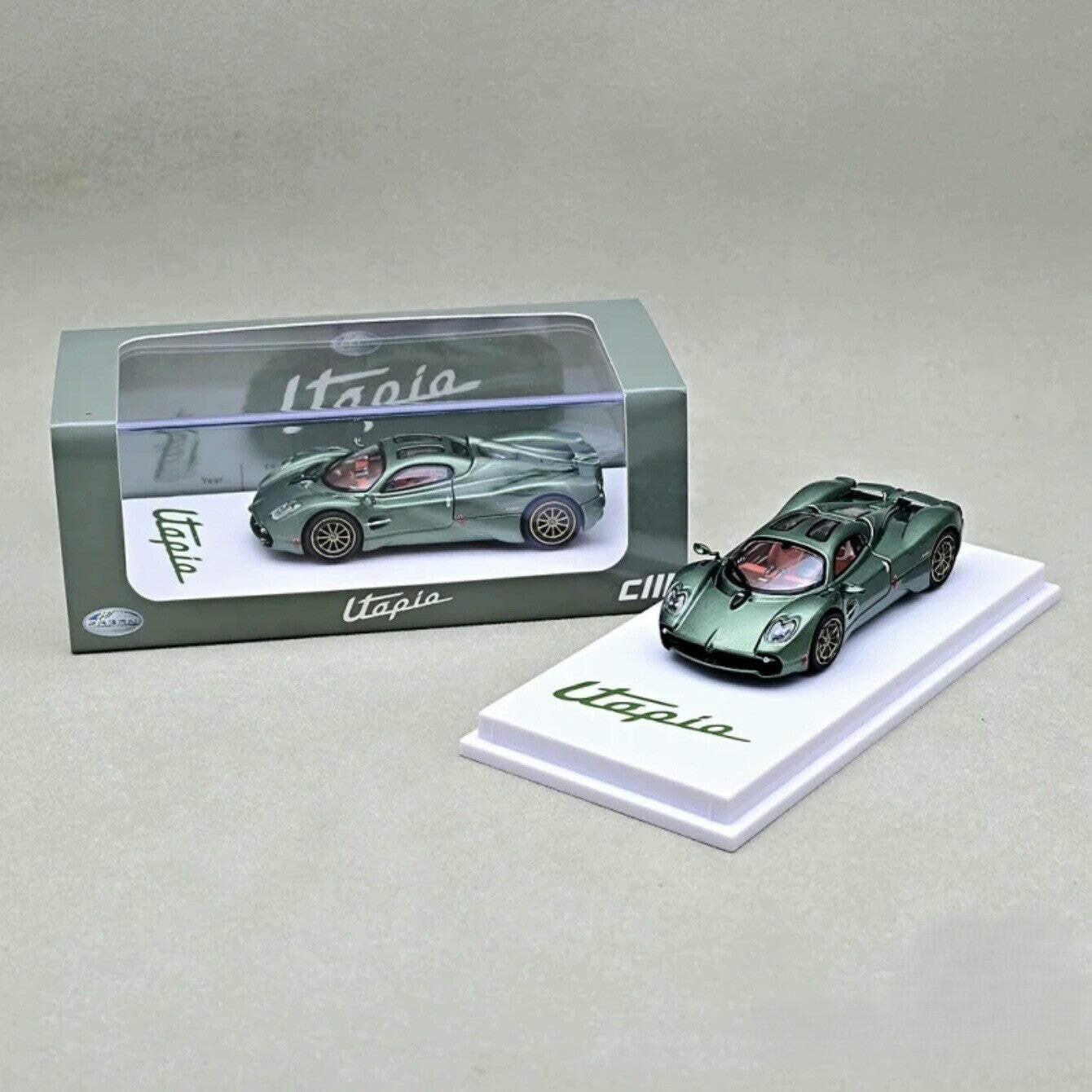 CM Model 1/64 Pagani Utopia Green Opening Engine Diecast Model Car