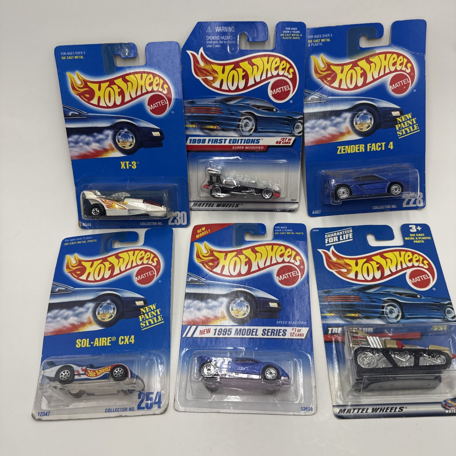 Hot Wheels 1990s New in box lot 6 Cars Mattel