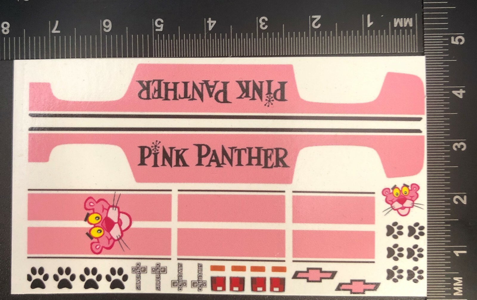 Clear 1:64 Waterslide Decal for 83 Chevy Silverado Pink Panther