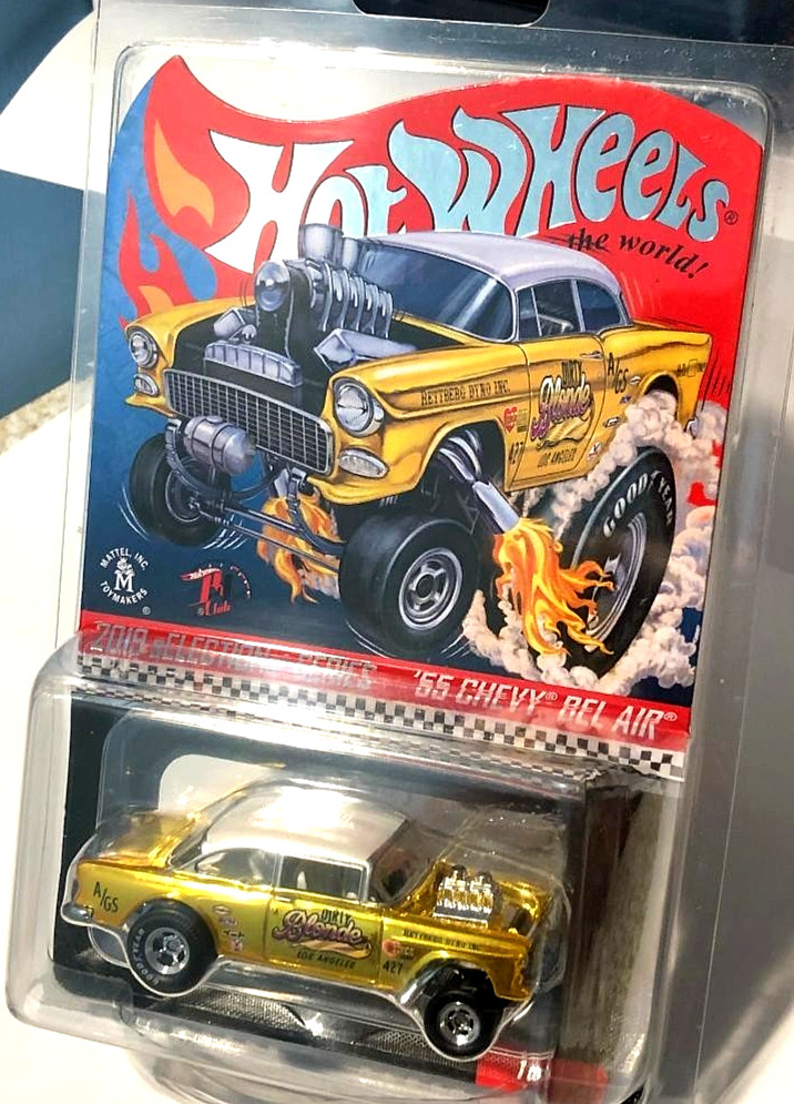 Hot Wheels sELECTIONs RLC ‘55 Chevy Bel Air Gasser DIRTY BLONDE A/G 427 NHRA