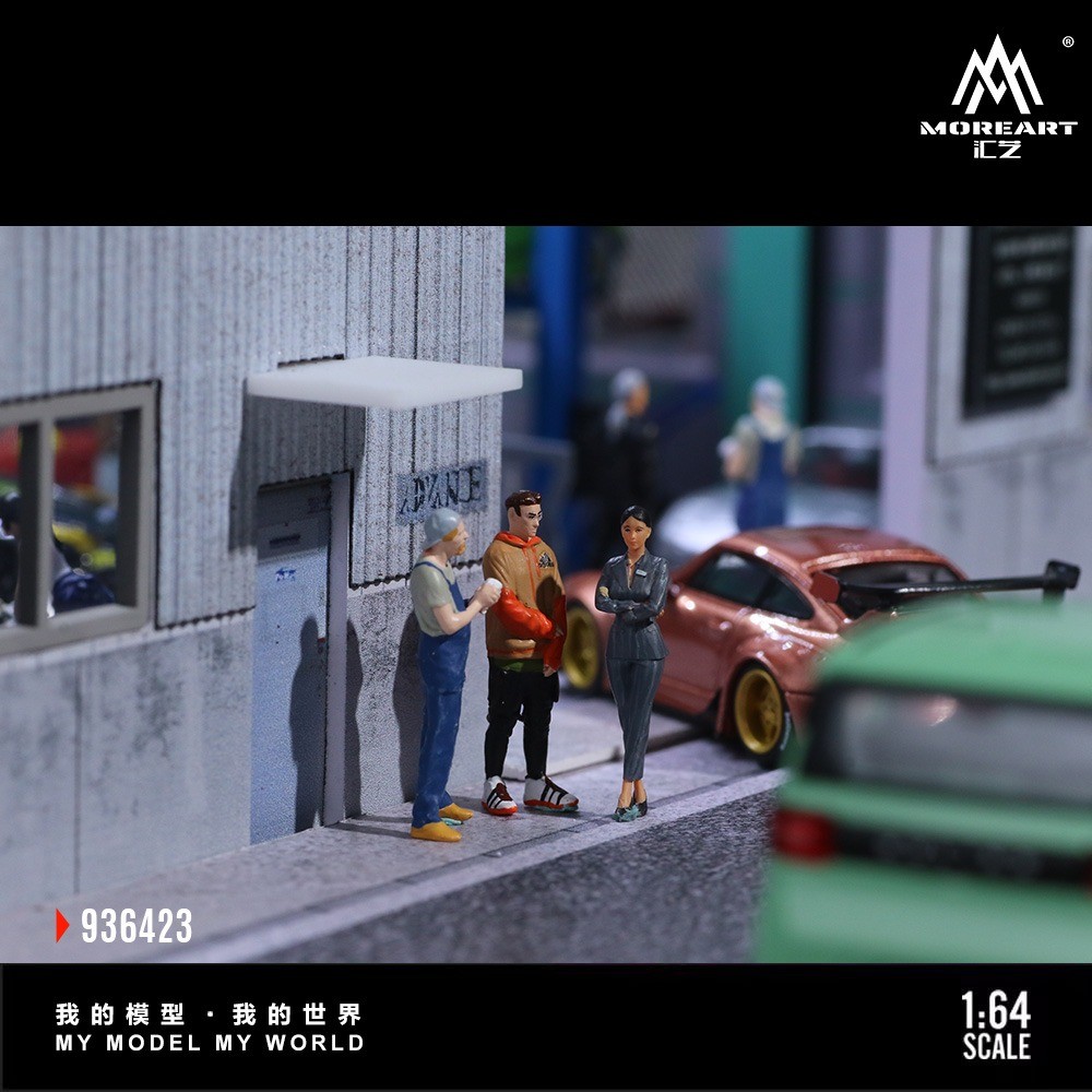 Diorama 1/64 Car Garage Model LED Repair Workshop Building Scene Model Display