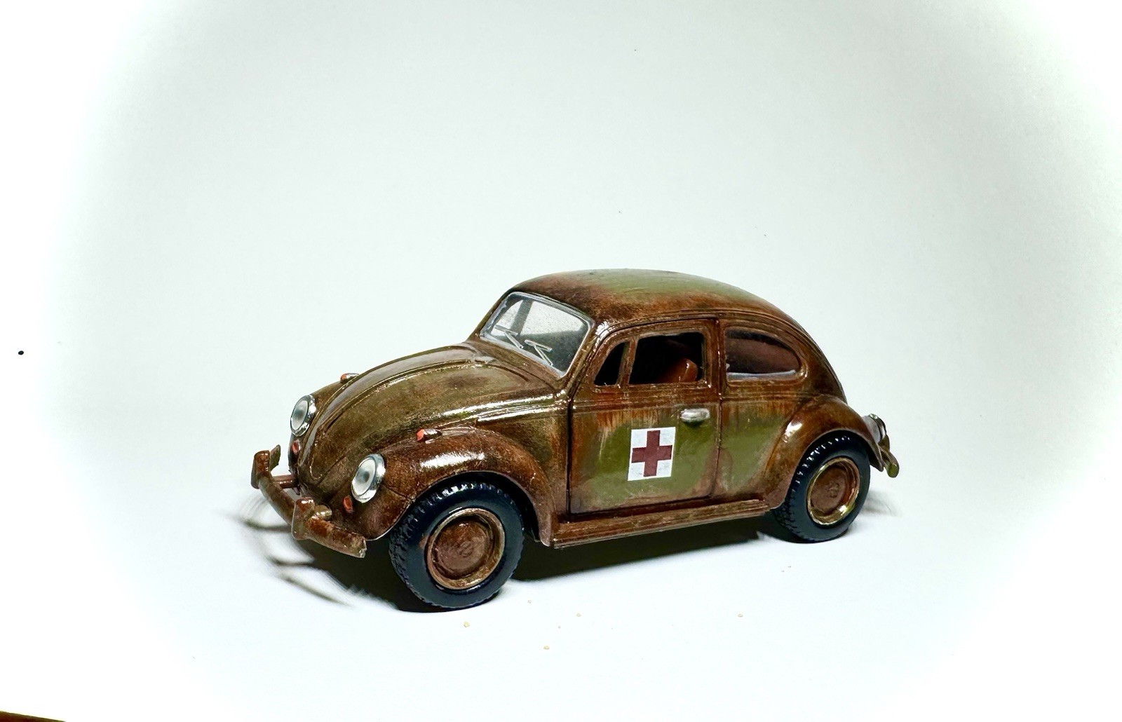 Custom Welly 1/32 Military Medic VW Beetle Hot Wheels Hand Painted Rat Rod