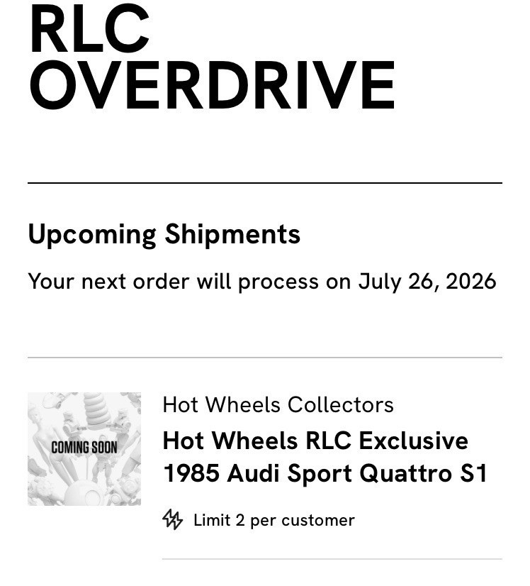 Hot Wheels RLC 1985 AUDI SPORT QUATTRO SI Presale
