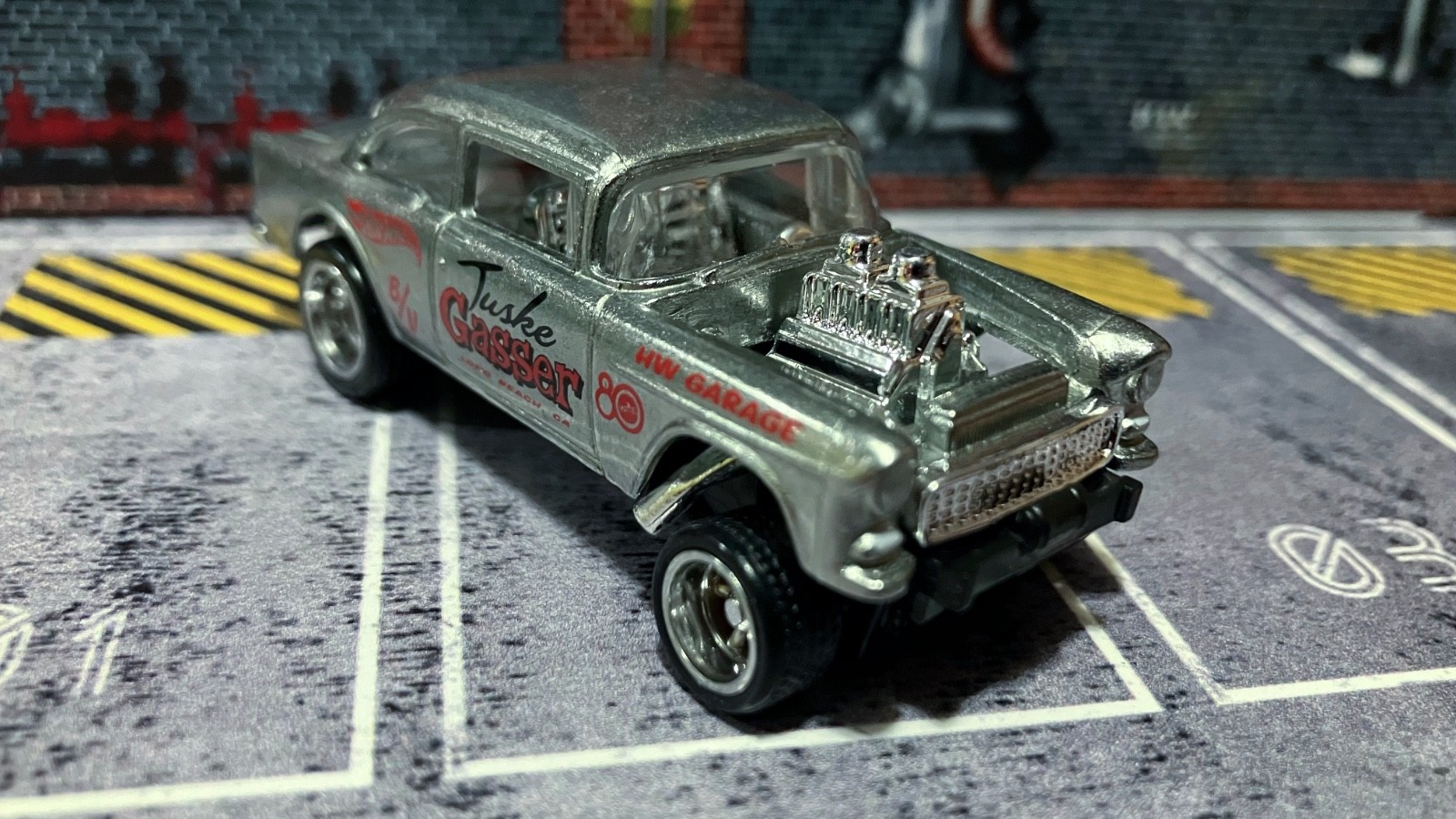 CUSTOM ’55 Chevy Bel Air Gasser • ZAMAC • Chrome Real Riders • Hot Wheels • VHTF