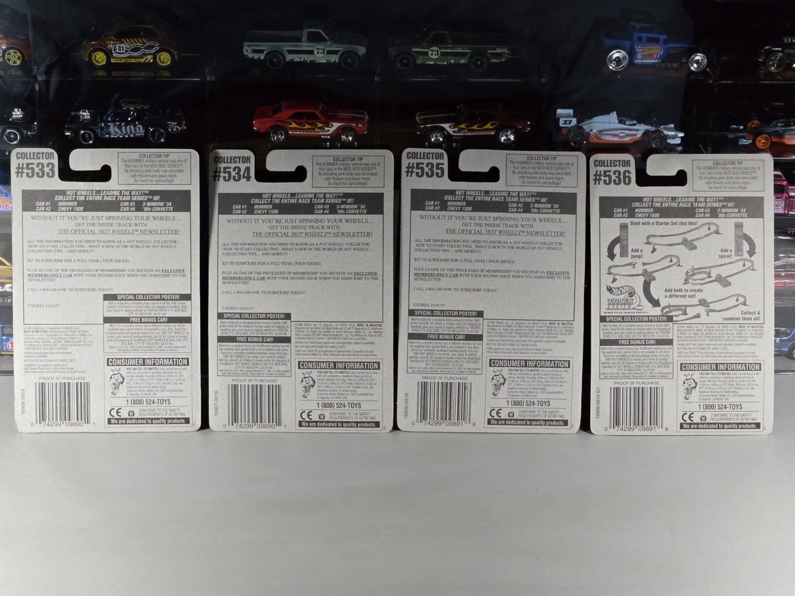 ​Hot Wheels 1997 Race Team Series III Complete Set of 4 Cars Vintage Sealed Blue