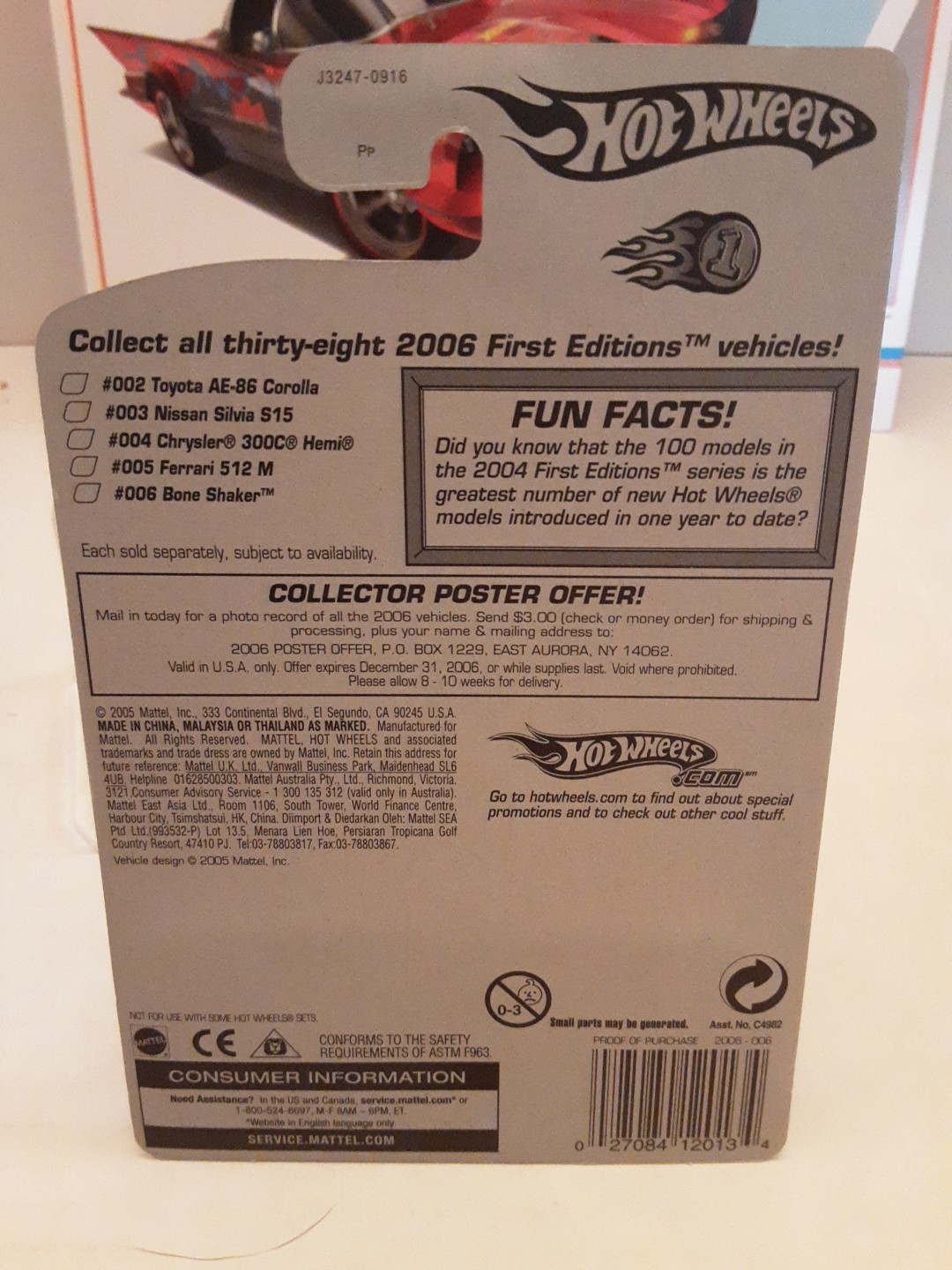 2006 HOT WHEELS RLC FIRST EDITIONS BONE SHAKER APOLOGY CAR #6/38