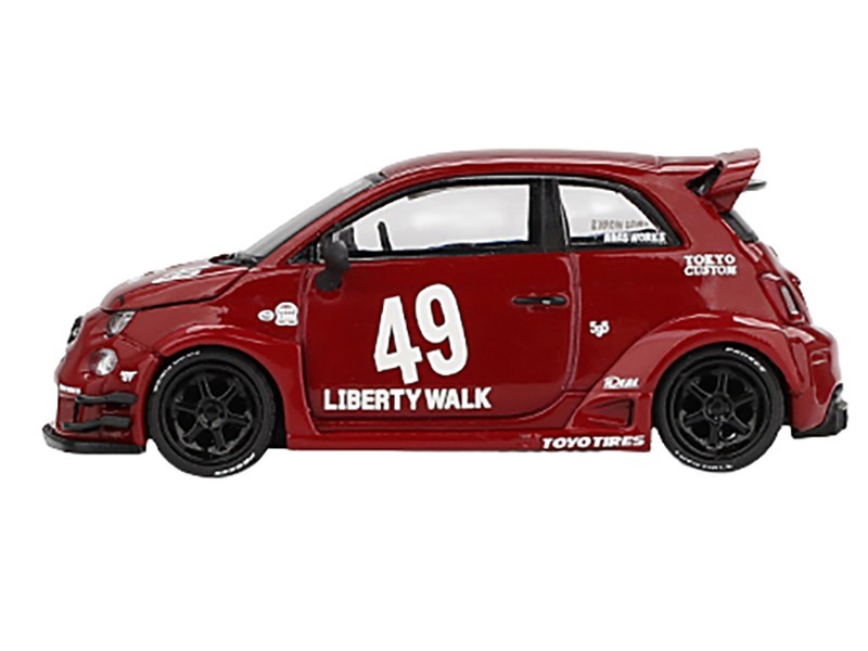 ABARTH 595 #49 “LB-WORKS X ABAS WORKS” RED 1/64 DIECAST CAR BY MINI GT MGT00963