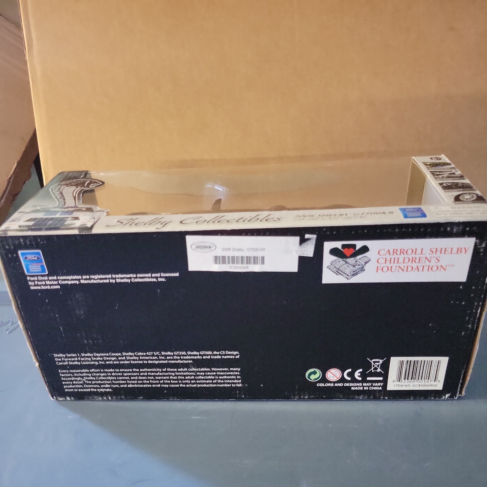 Shelby Collectibles 1:18 2008 Ford Shelby GT500KR Black Diecast Unopened Box