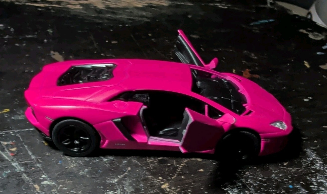 Lot Of 2 Kintoy Pullback Hot Pink Lamborghini & Blue Super Turbo Z