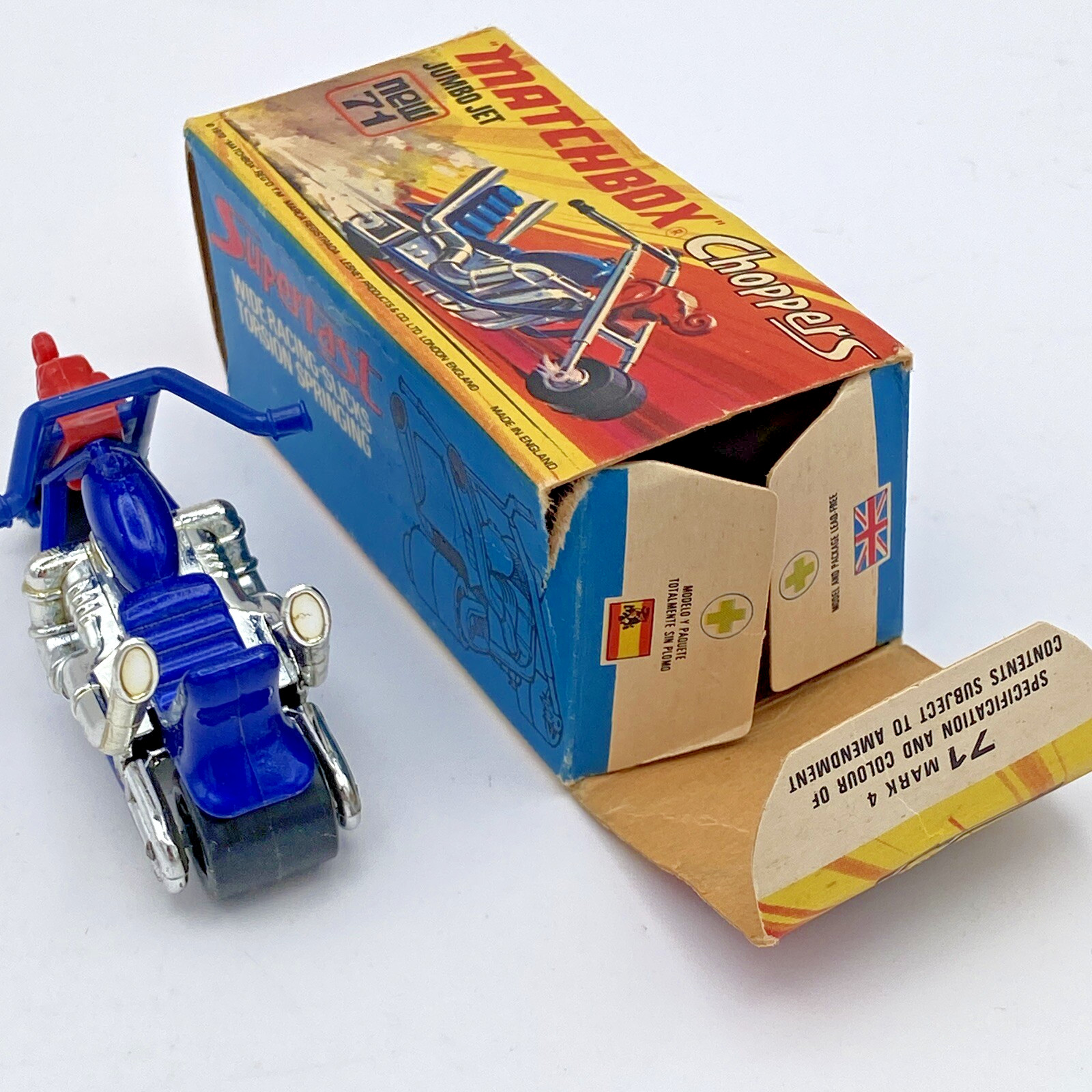 Lesney Matchbox Superfast Chopper Jumbo Set No 71 Blue with Box England 1972