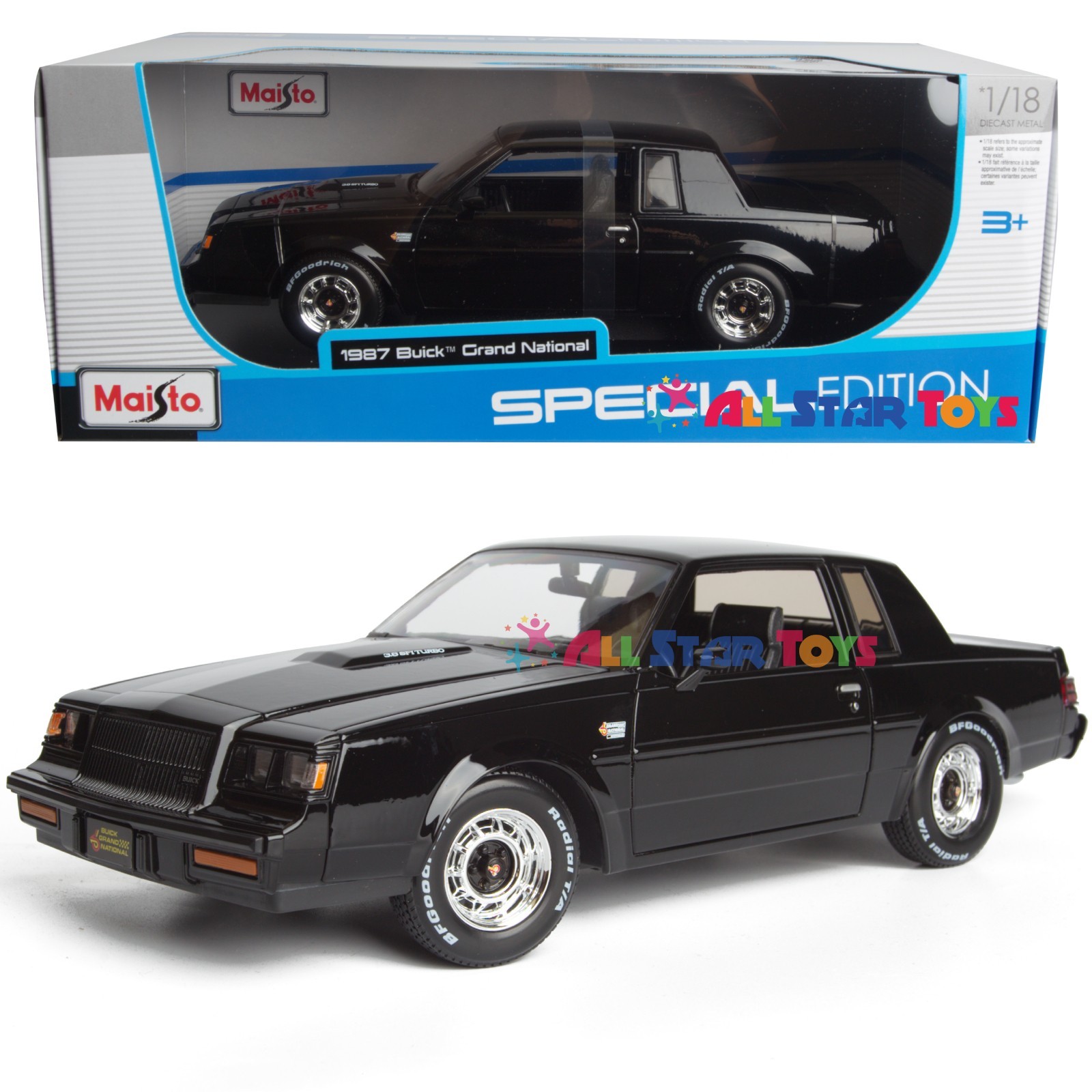 1987 BUICK REGAL GRAND NATIONAL BLACK 1/18 DIECAST MODEL CAR MAISTO 31479