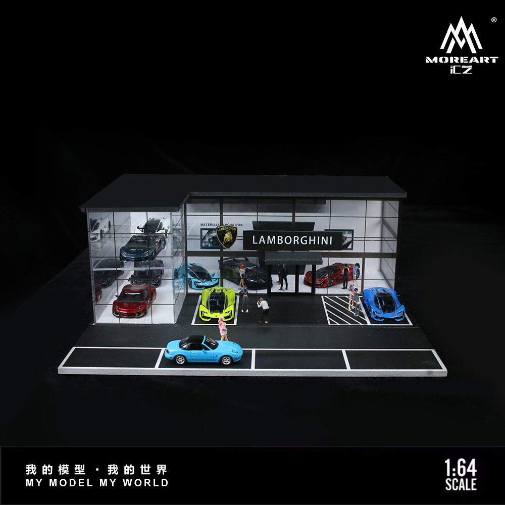 Diorama 1/64 Die-Cast Car Garage Model LED Car Exhibition Showroom Scene Gift US