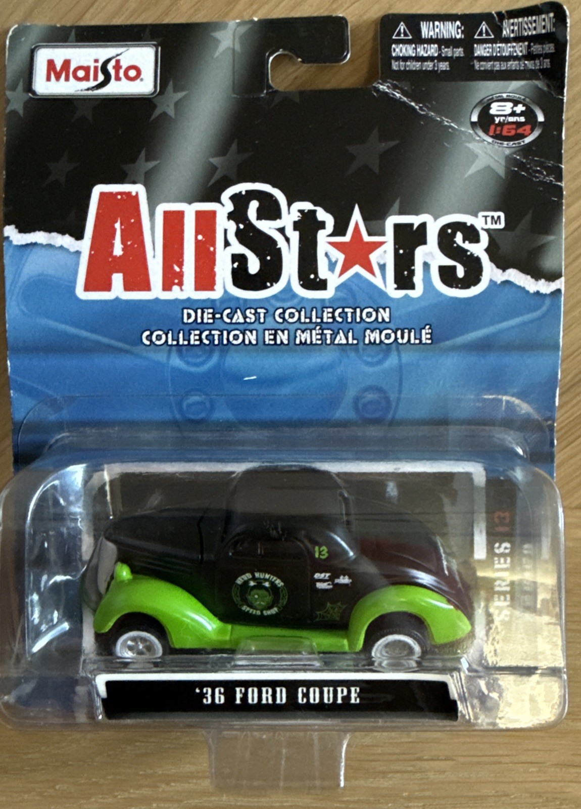 1/64 MAISTO ALL STARS 1936 FORD COUPE BLACK AND GREEN Factory Sealed 2013