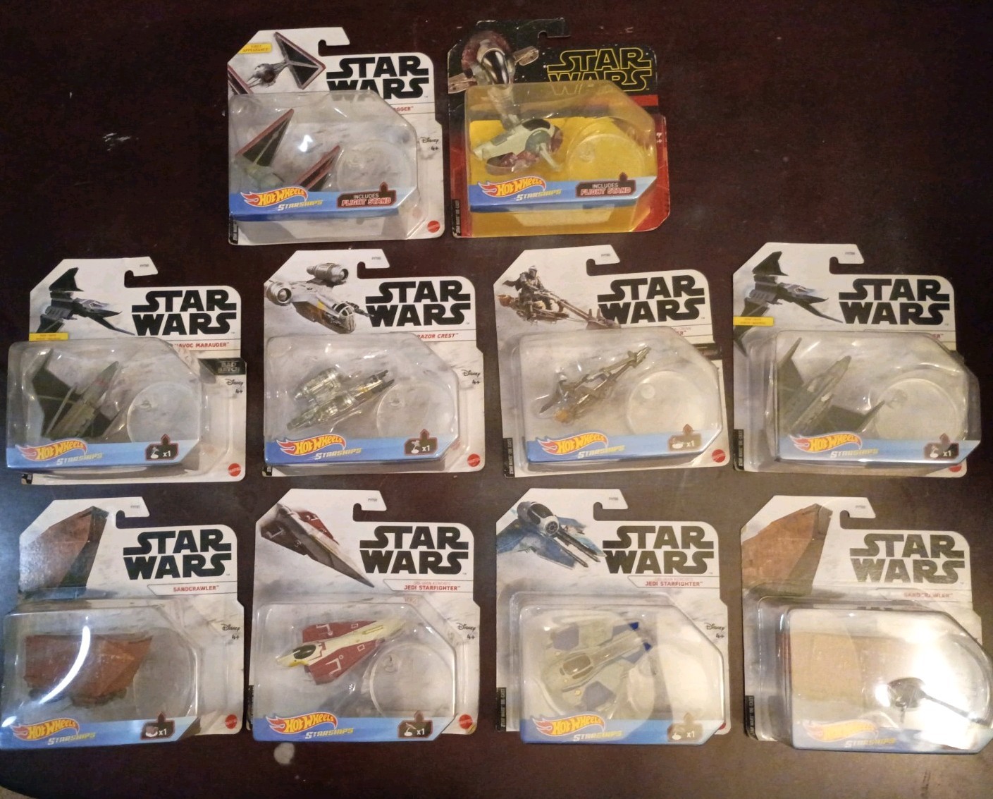 Hot Wheels Star Wars Starships Lot Of 10 Tie Dagger Razorcrest Starfighters