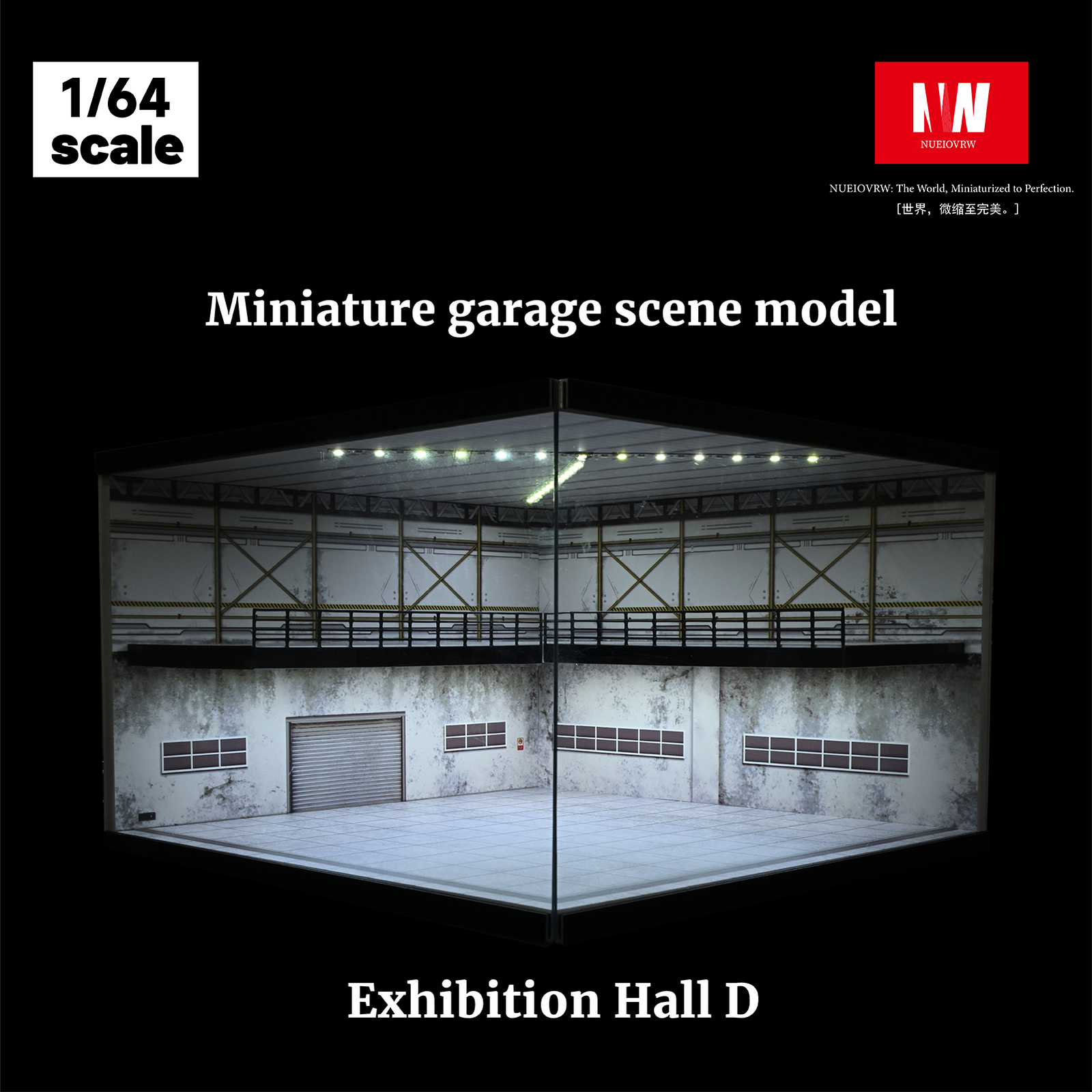1/64 Diorama Car Garage Model LED Lighting Car Showroom Scene Display Model Gift