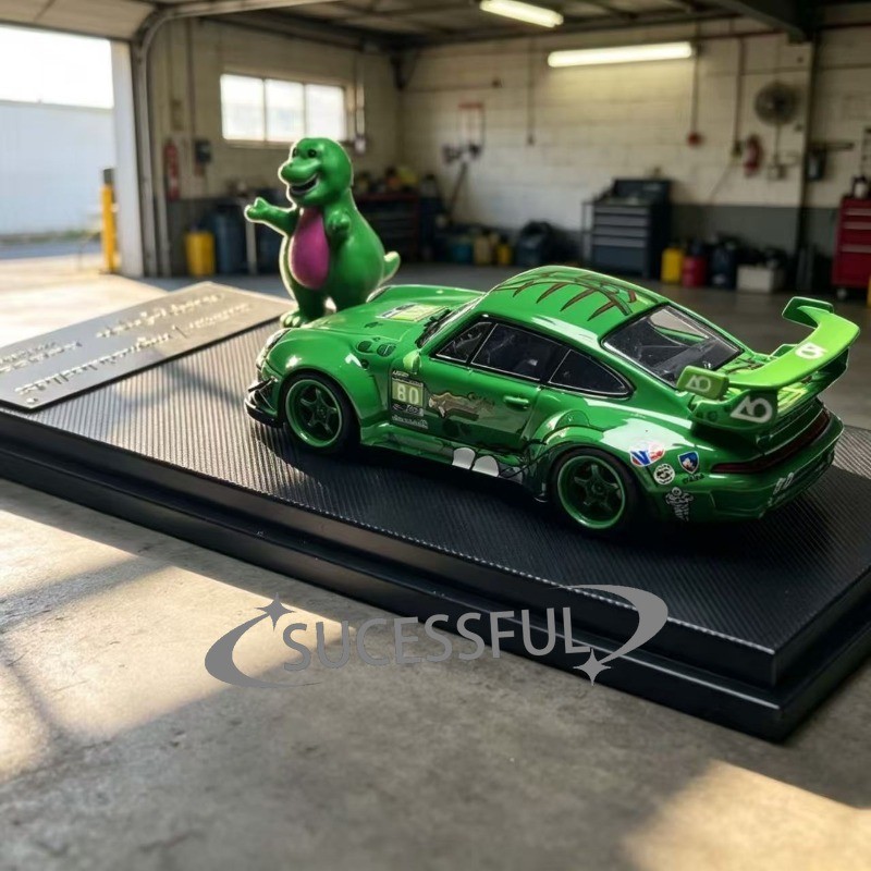 1:64 Green Dinosaur #80 RWB Porsche 993 Diecast Sports Car Model