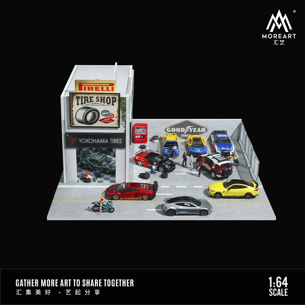 Diorama 1/64 Scale Diecast Car Garage Model LED Street Buildings Scene Gifts US
