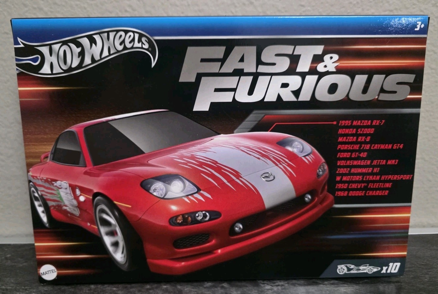 Hot Wheels Fast & Furious 10 Car Box Set Mazda Honda Ford Porsche Chevy Dodge