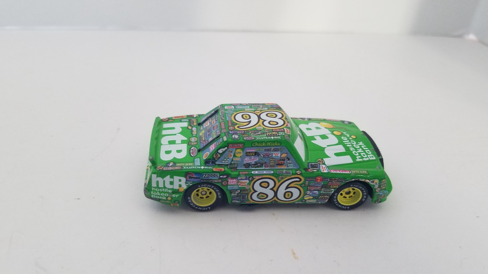 Disney Pixar Cars Green #98 Chick Hicks Diecast Car Vehicle Lot 2 Hot Roddin