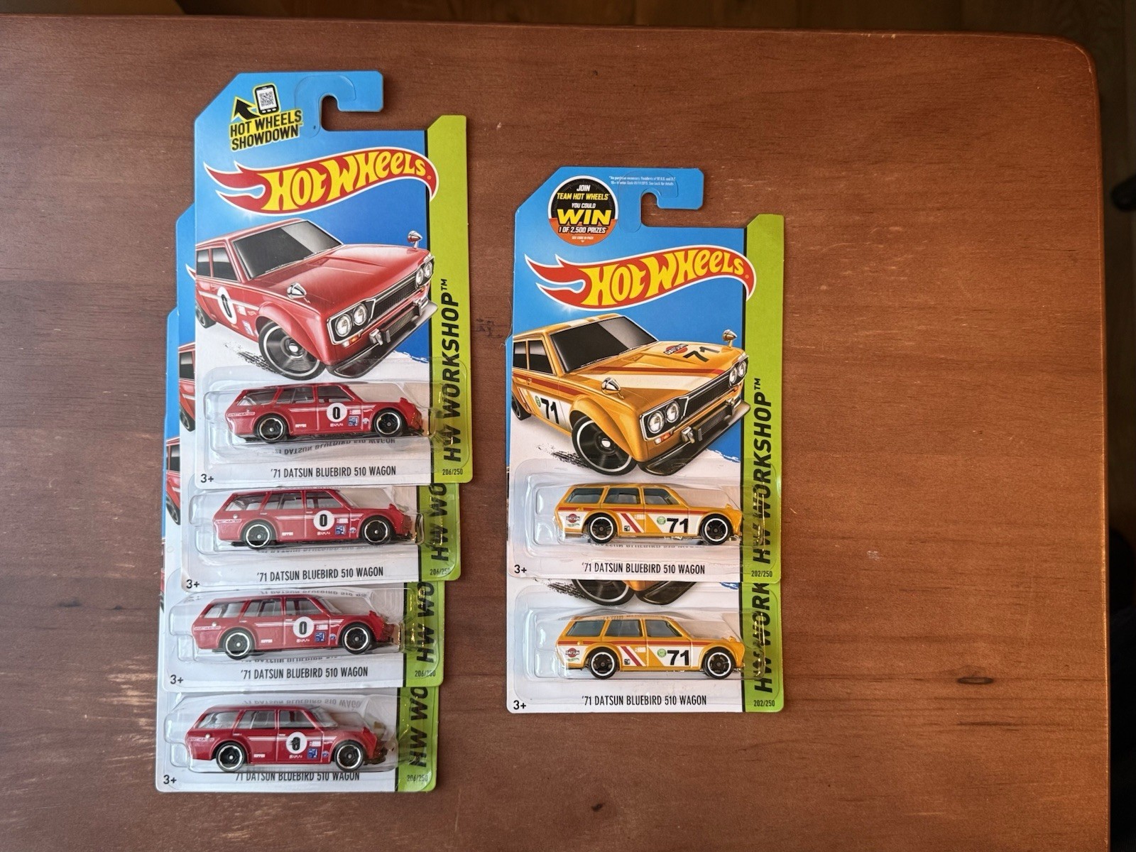 Hot Wheels HW Workshop ’71 Datsun Bluebird 510 Wagon 1:64 Red/Gold Lot of 6