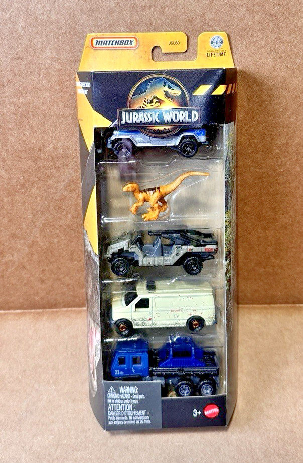 Matchbox Jurassic World 2026 E Case 5-Pack – Complete Set of 5 (JGL60-979E)