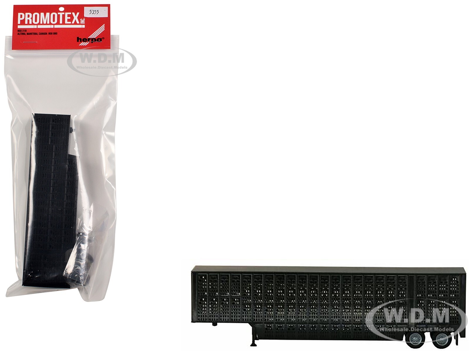 LIVESTOCK TRAILER BLACK 1/87 (HO) MODEL BY PROMOTEX 005355 BK