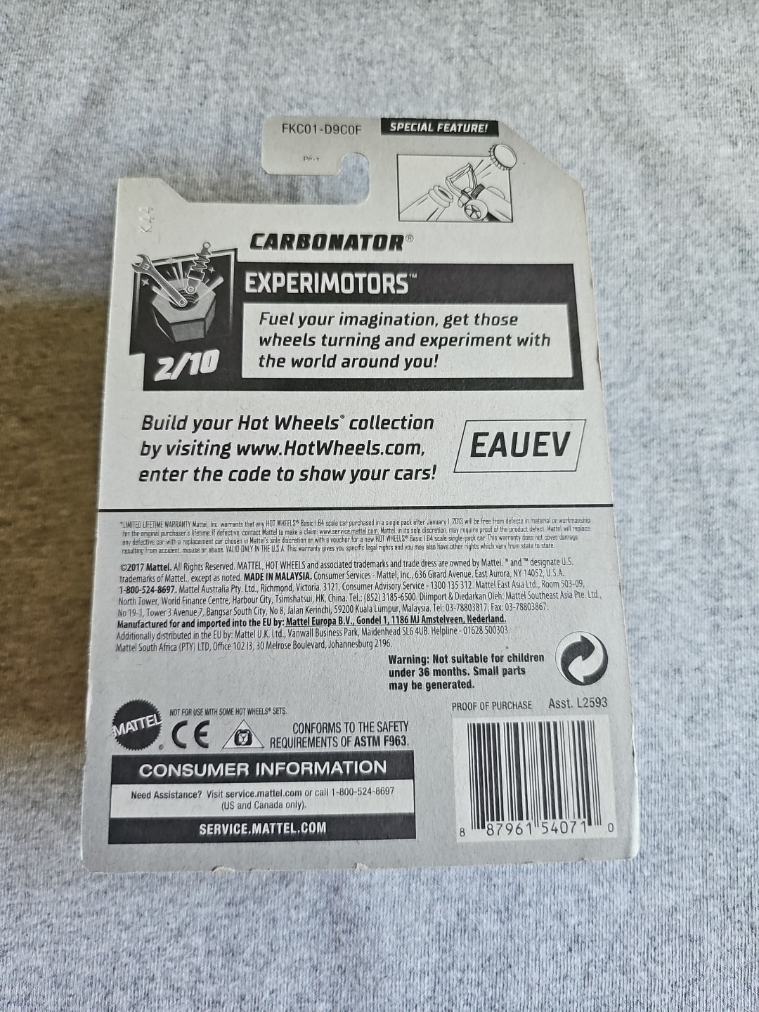 2018 Hot Wheels CARBONATOR Green ?/365 GREAT CARD Experimotors KMART COLOR