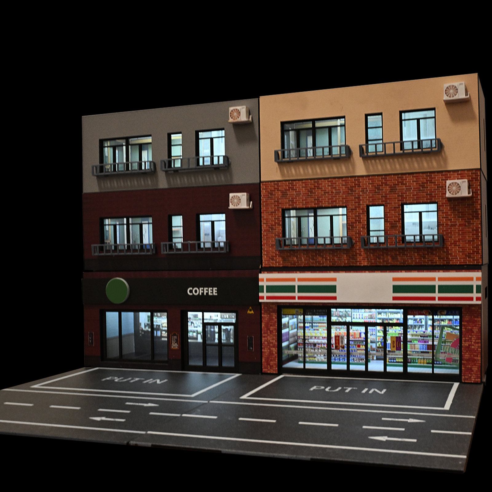 Diorama 1/64 Car Garage Model LED Street Parking Lots Building Display Model US