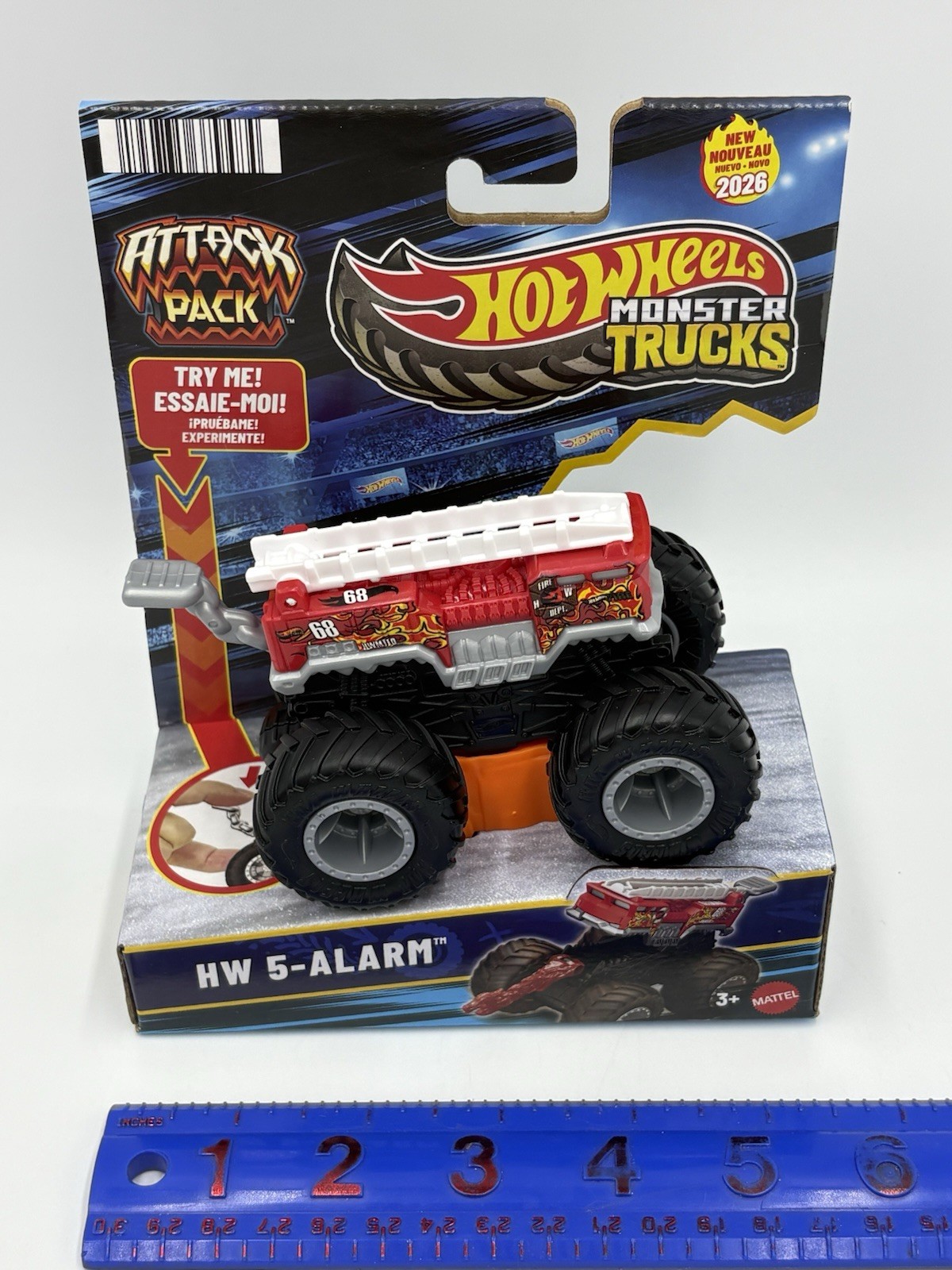 2026 Hot Wheels Monster Trucks Attack Pack HW 5-Alarm Red Fire Truck