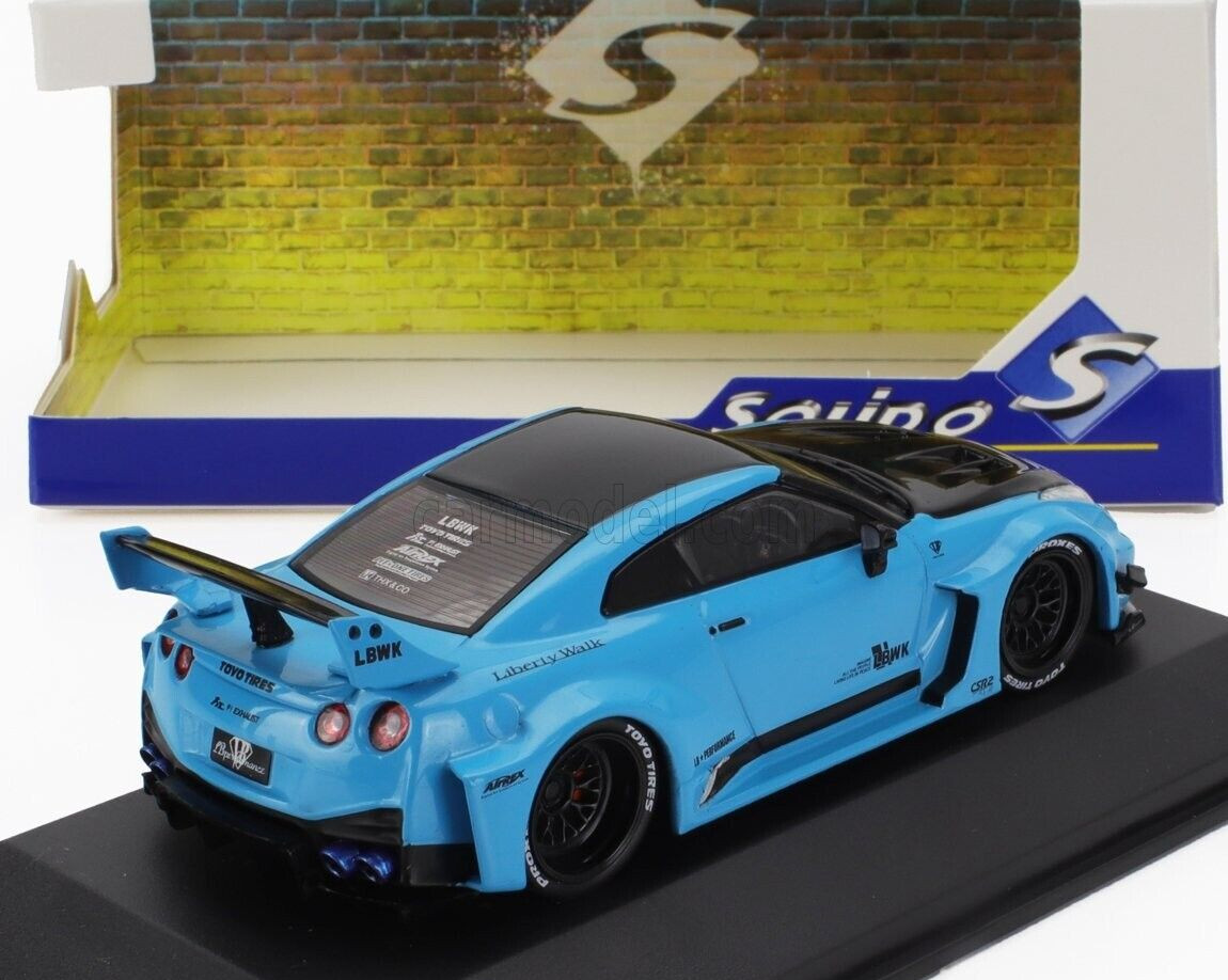 Solido 1/43 Nissan GT-R R35 LBWK Liberty Walk LB Works Body Kit Blue Drift Tuner