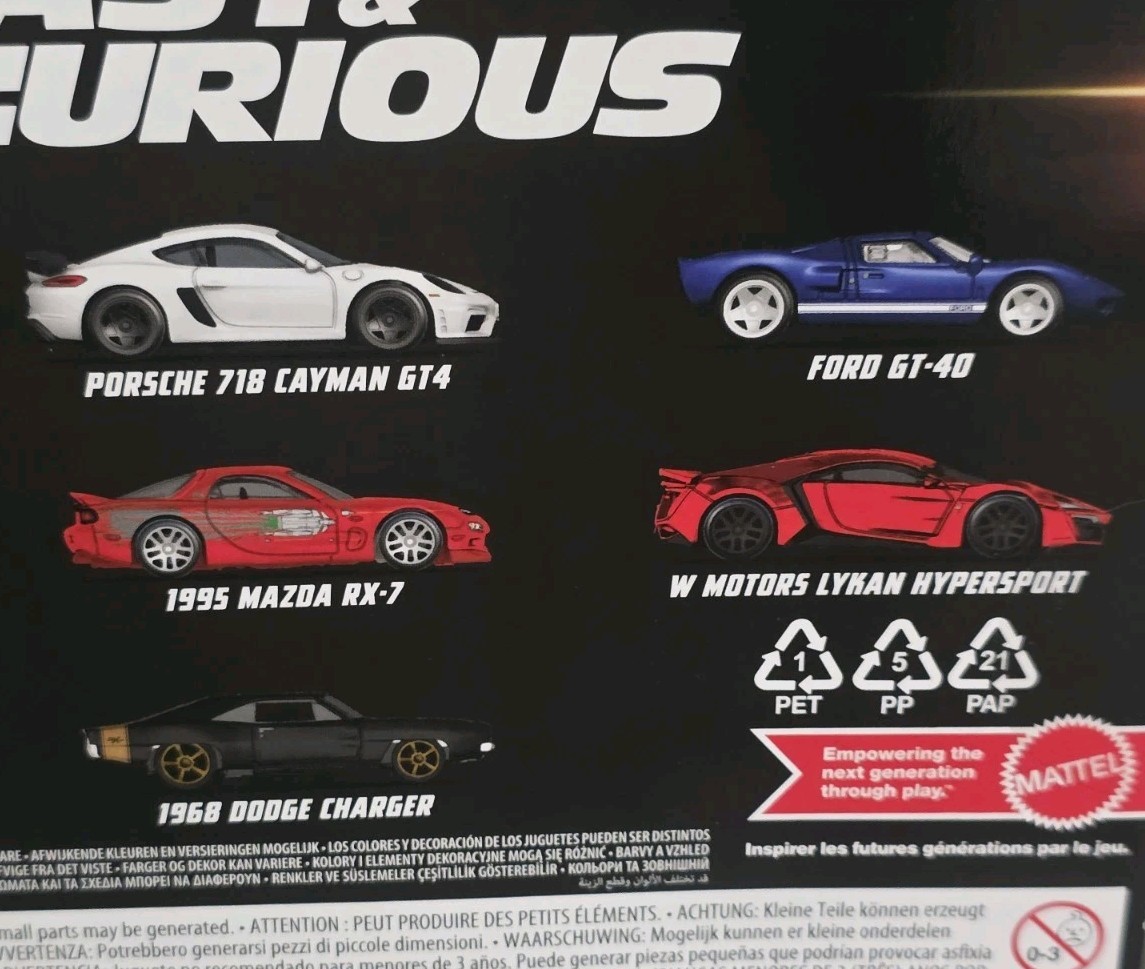 Hot Wheels Fast & Furious 10 Car Box Set Mazda Honda Ford Porsche Chevy Dodge