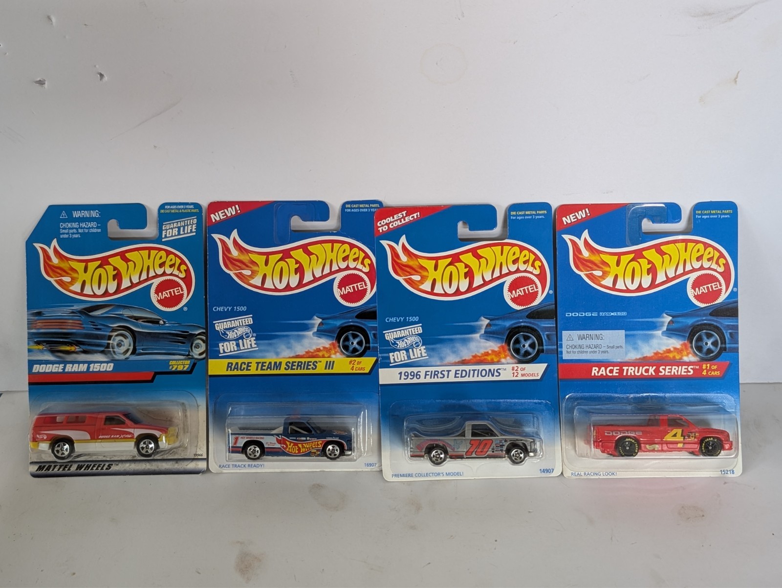 Hot Wheels Blue Card Trucks Lot of 4 – Ram 1500 Chevy 1500
