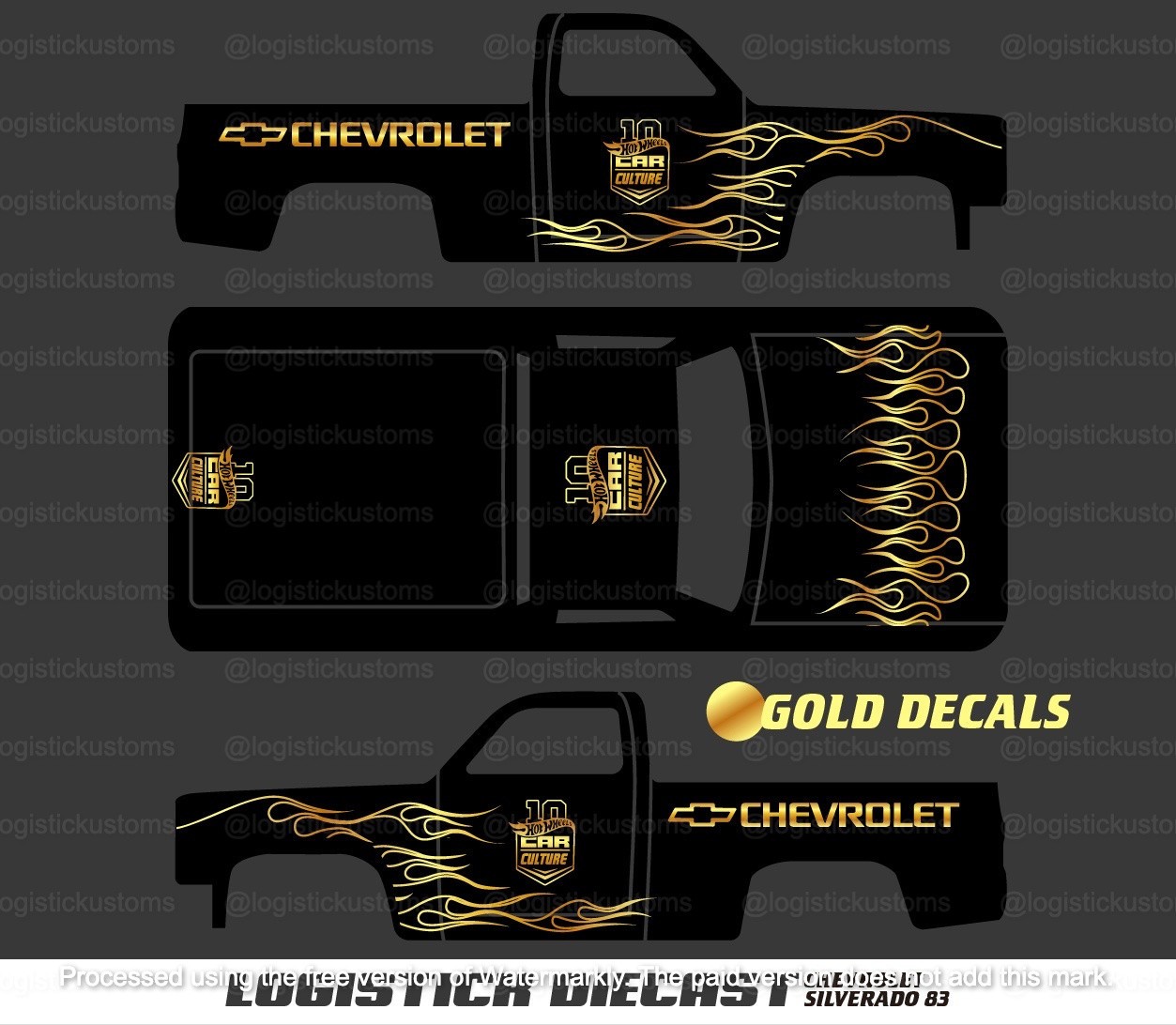 UNIVERSAL Water Slide Decals FOR HOT WHEELS ’83 Chevy Silverado a1
