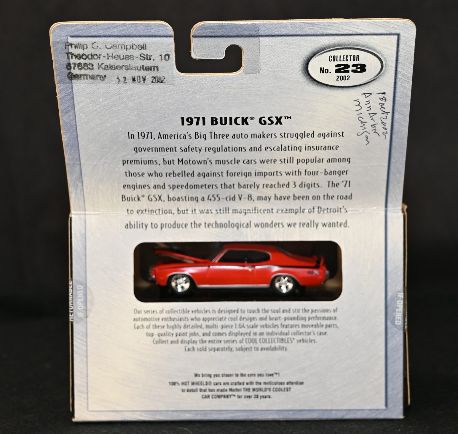 100% Hot Wheels 1971 Buick GSX Red Limited Edition 1:64 Diecast – NIB